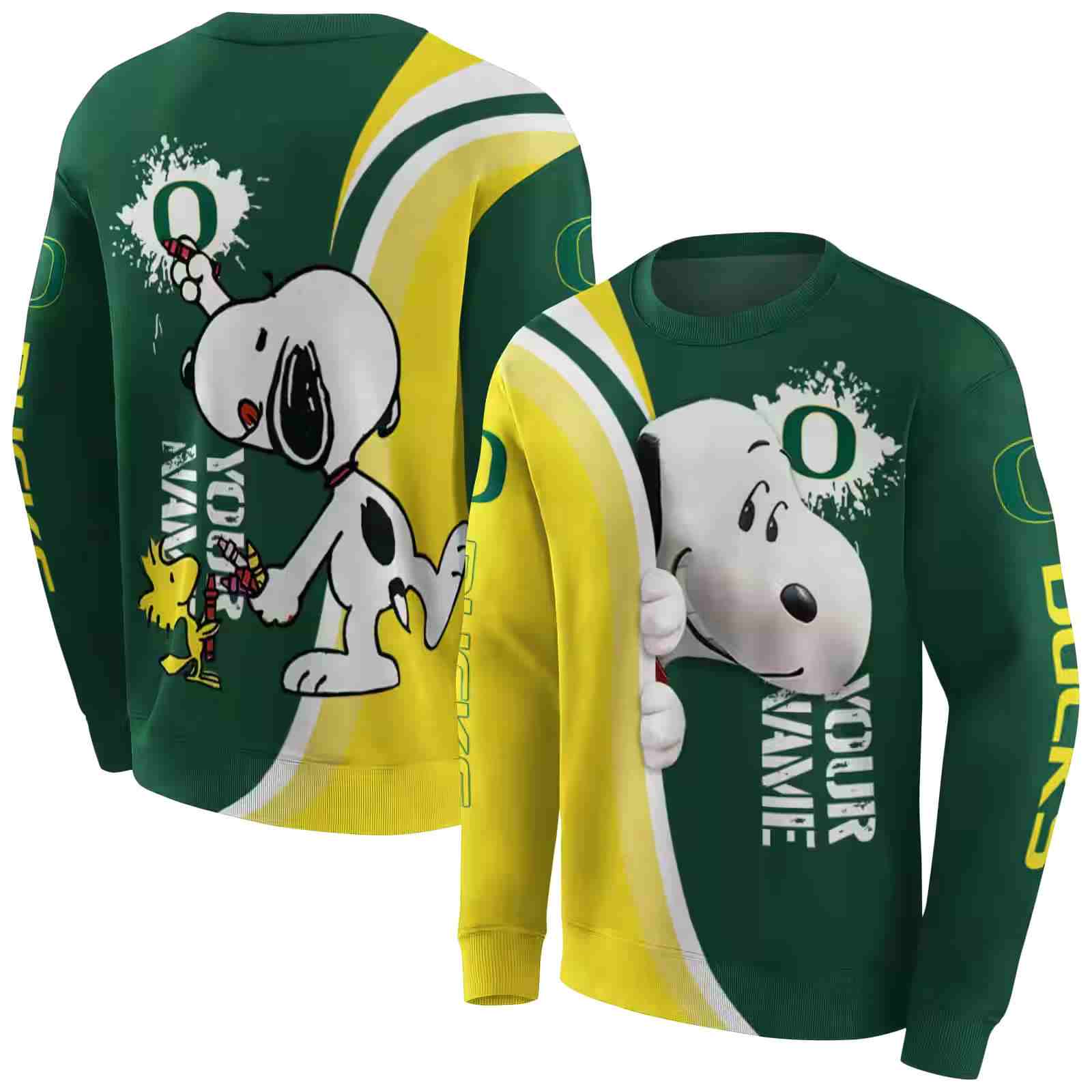 custom oregon ducks peeking snoopy green hoodie premium grade