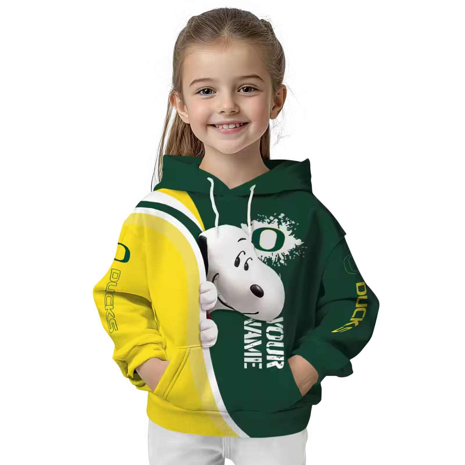 custom oregon ducks peeking snoopy green hoodie top rated