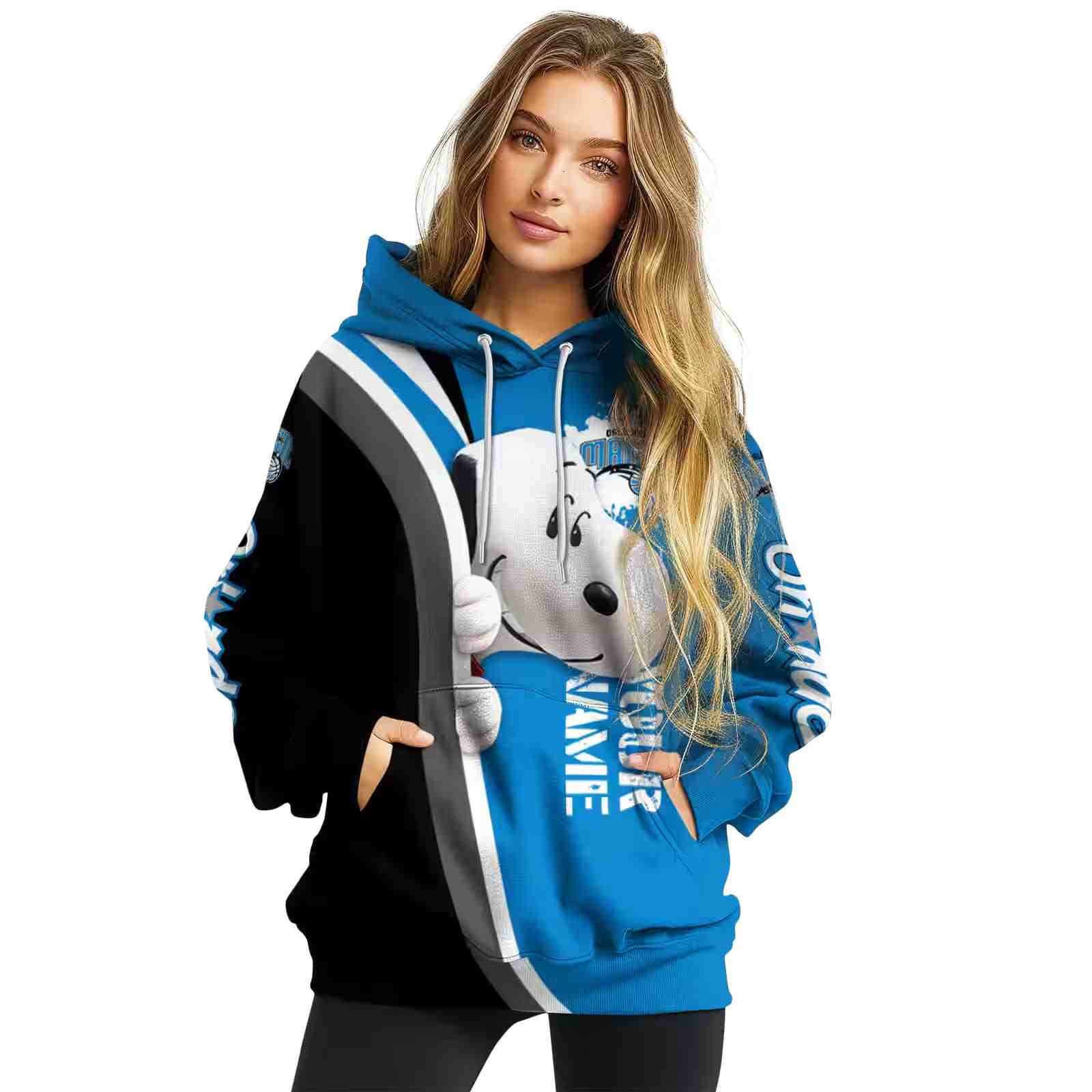 custom orlando magic peeking snoopy blue hoodie high quality