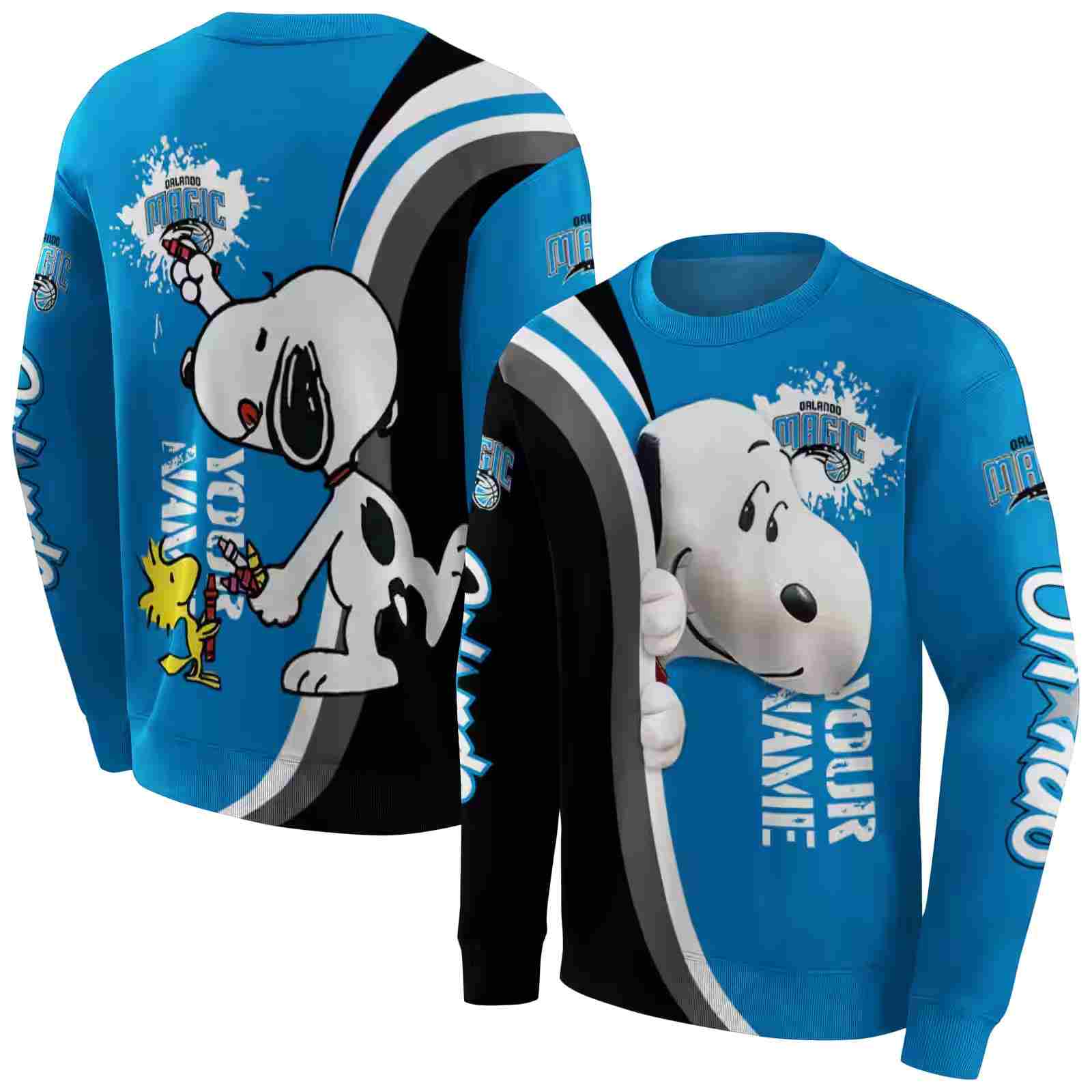 custom orlando magic peeking snoopy blue hoodie premium grade