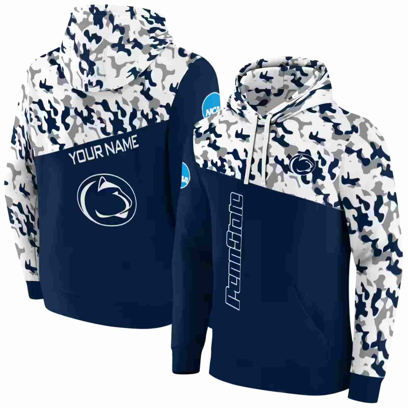 custom penn state nittany lions camo pattern blue hoodie fashion forward