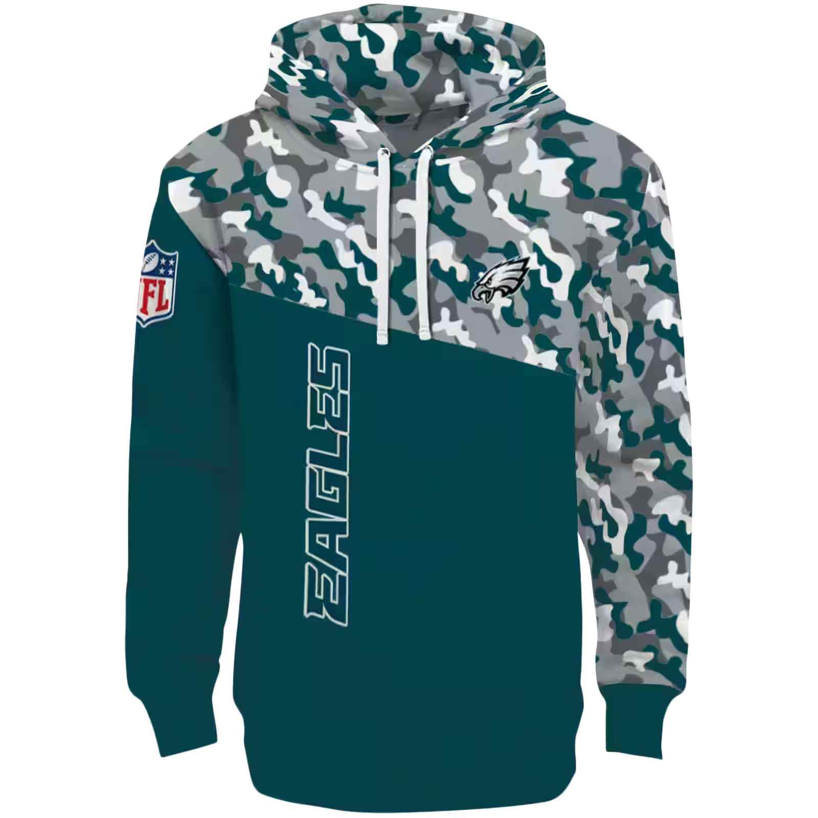 Custom Philadelphia Eagles Camo Pattern Green Hoodie