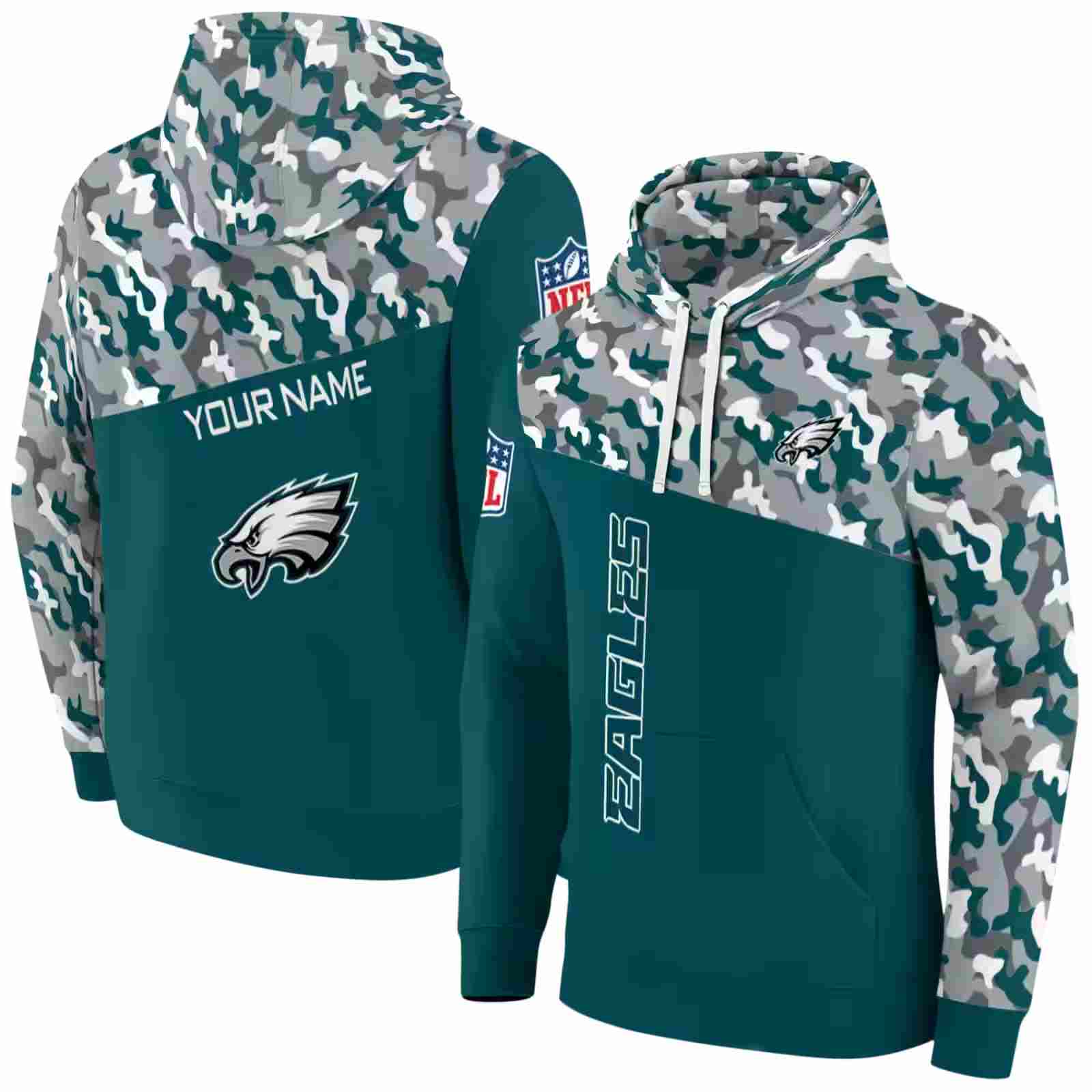 custom philadelphia eagles camo pattern green hoodie fashion forward