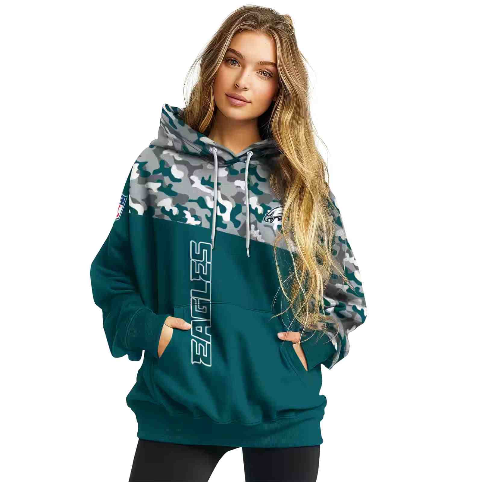 custom philadelphia eagles camo pattern green hoodie high quality