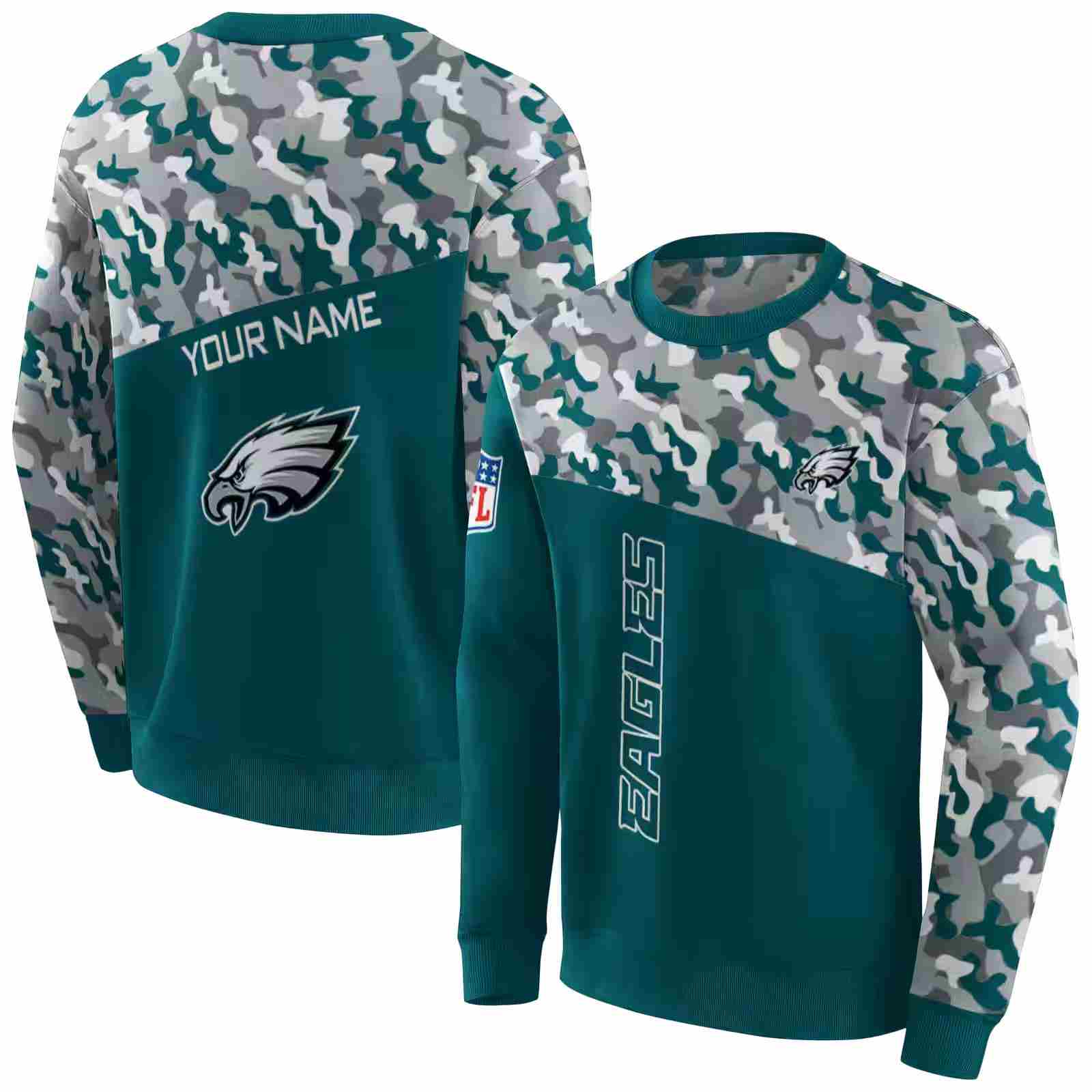 custom philadelphia eagles camo pattern green hoodie premium grade