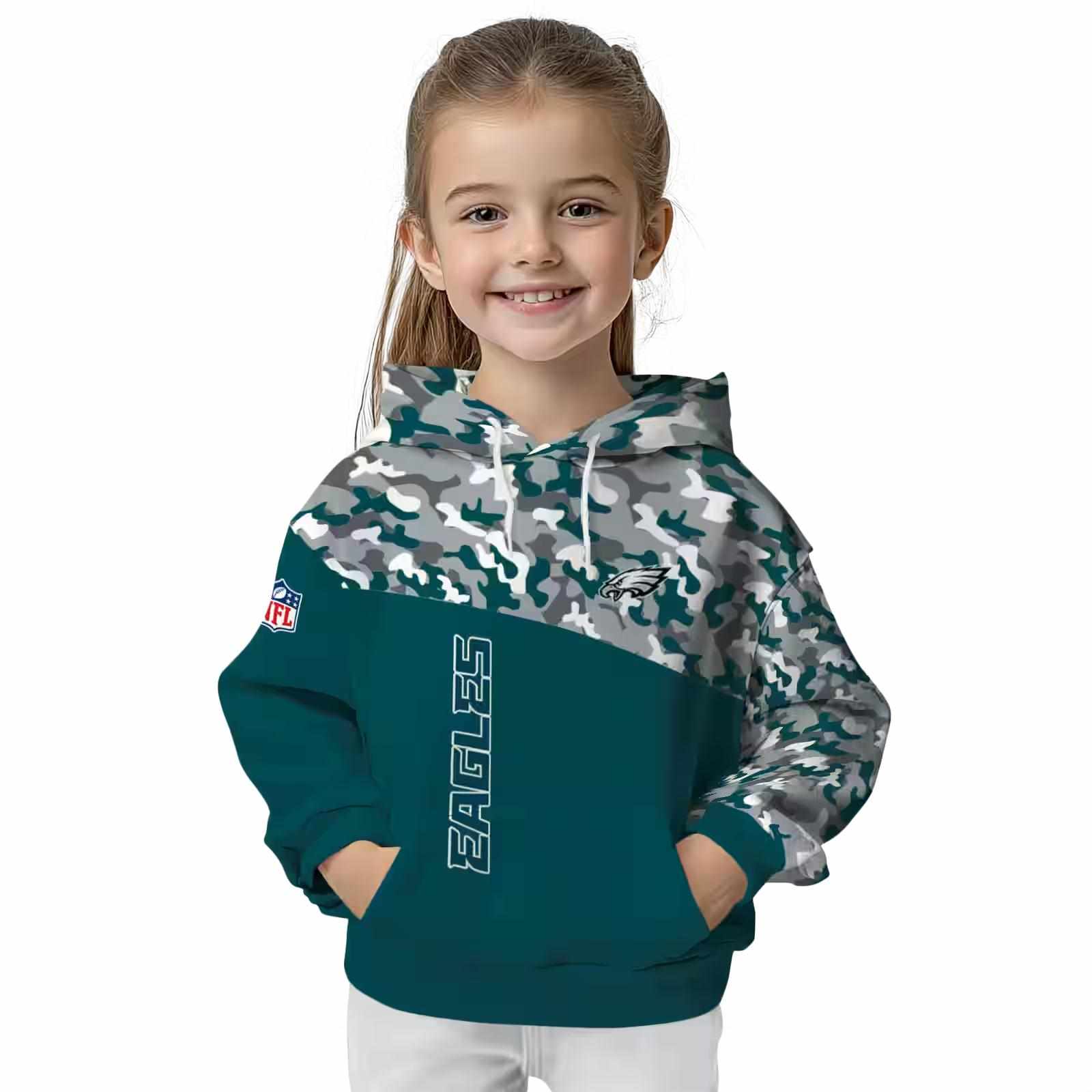 custom philadelphia eagles camo pattern green hoodie top rated