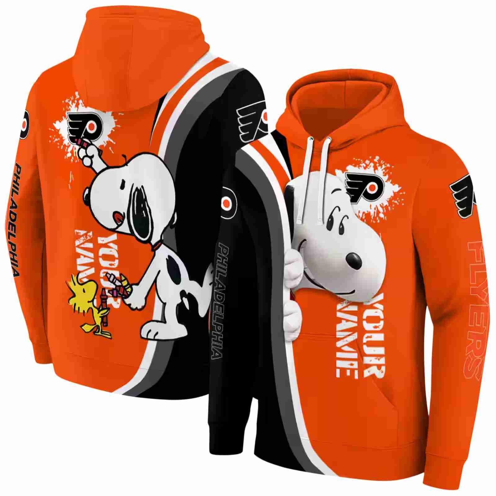 custom philadelphia flyers peeking snoopy orange hoodie fashion forward