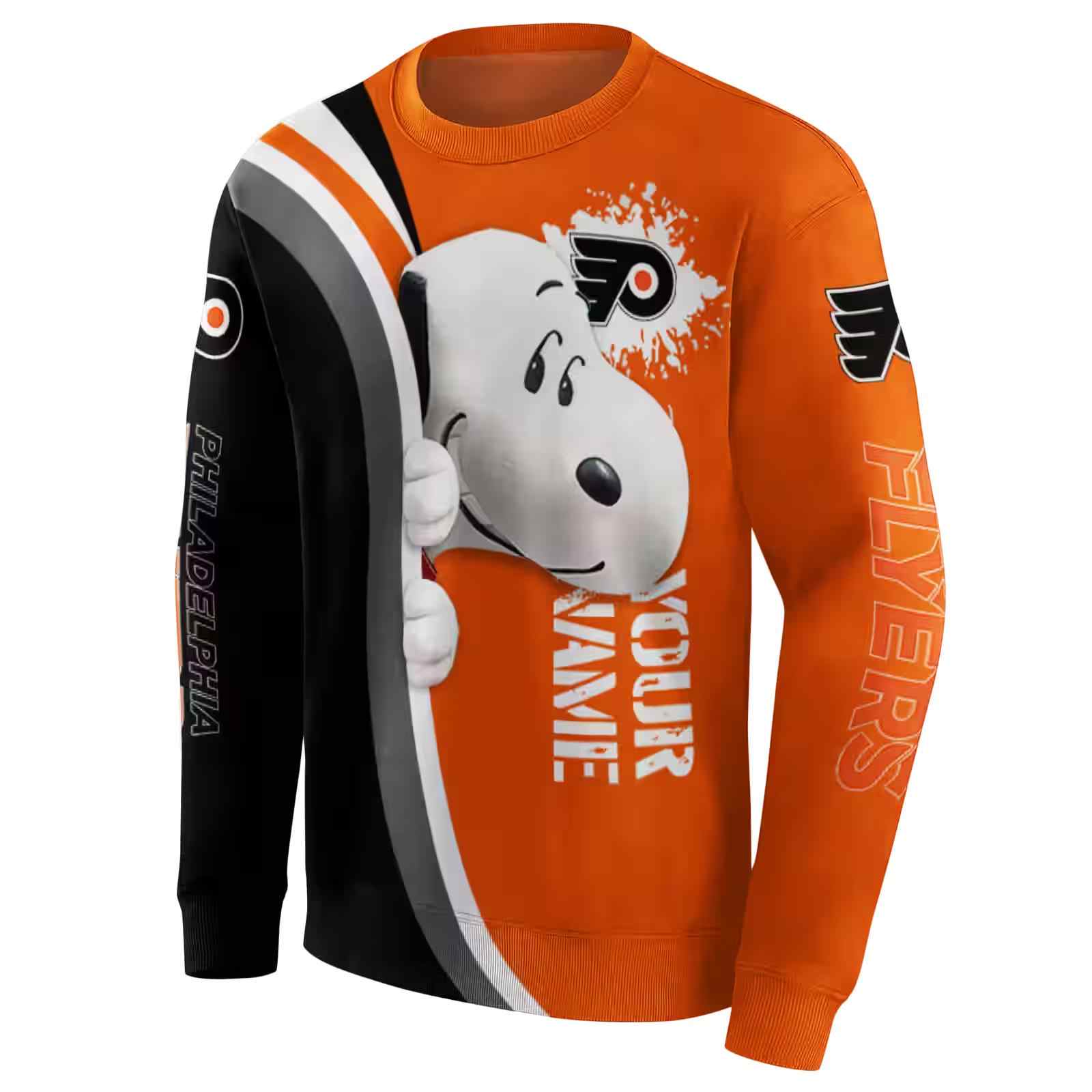 custom philadelphia flyers peeking snoopy orange hoodie new arrival