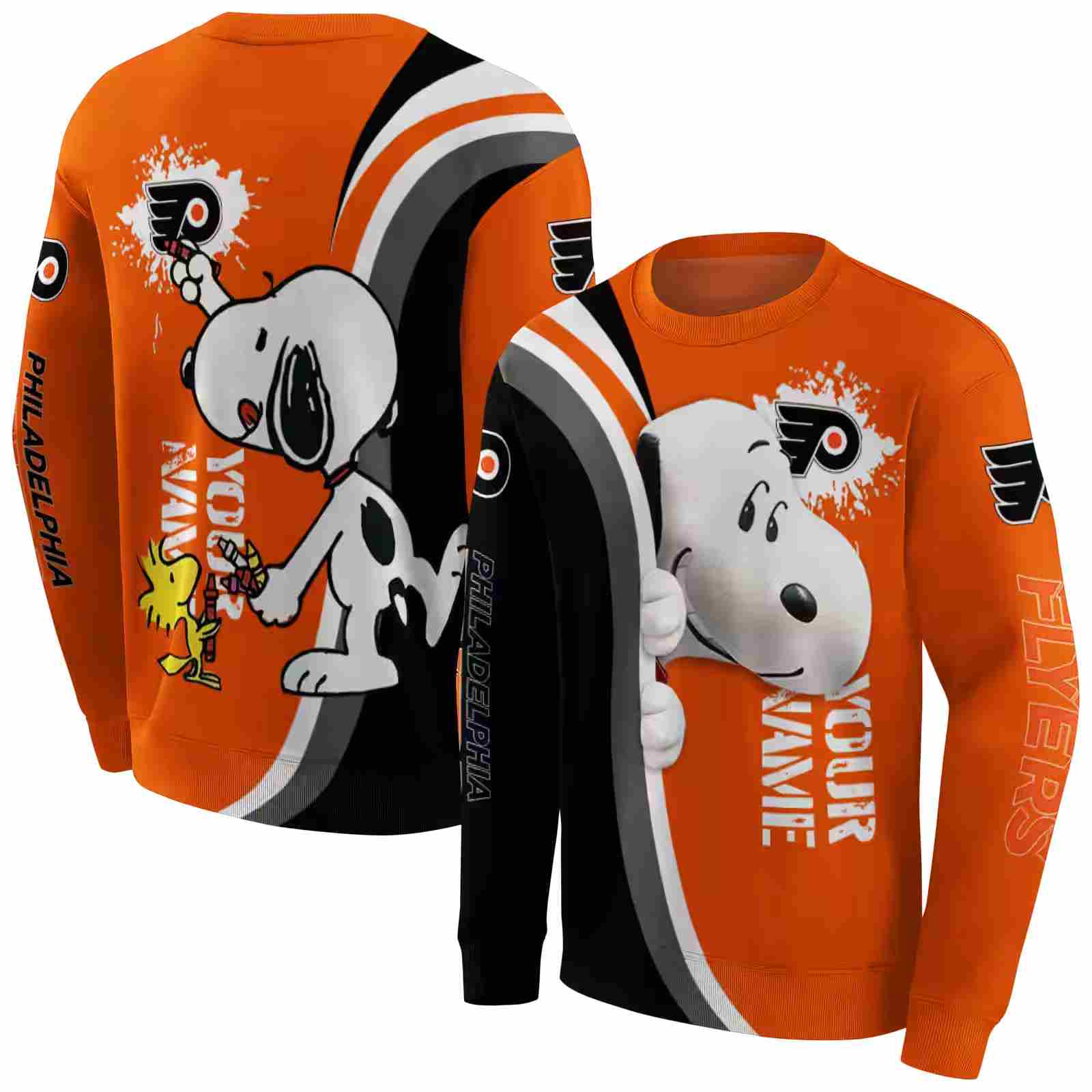 custom philadelphia flyers peeking snoopy orange hoodie premium grade