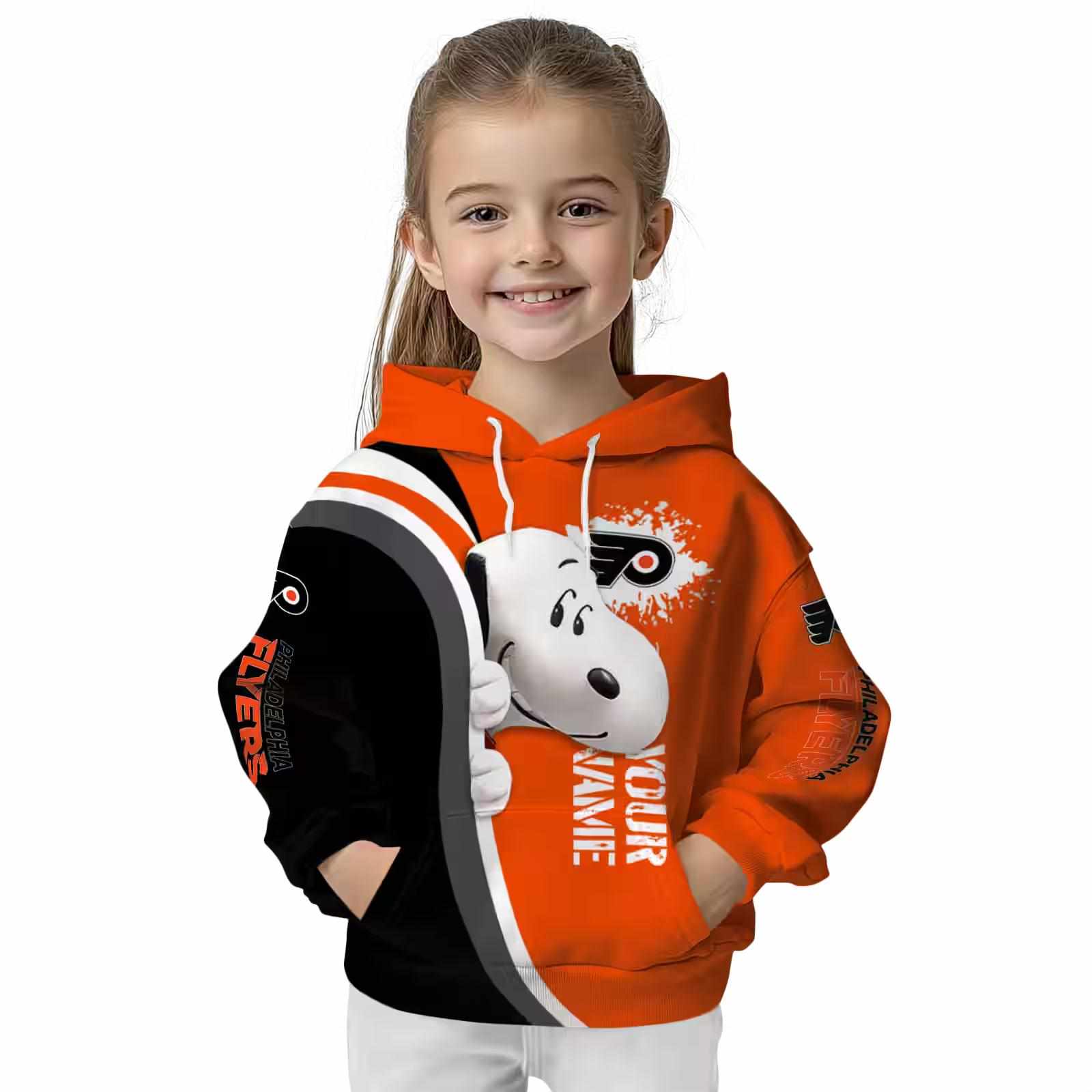 custom philadelphia flyers peeking snoopy orange hoodie top rated