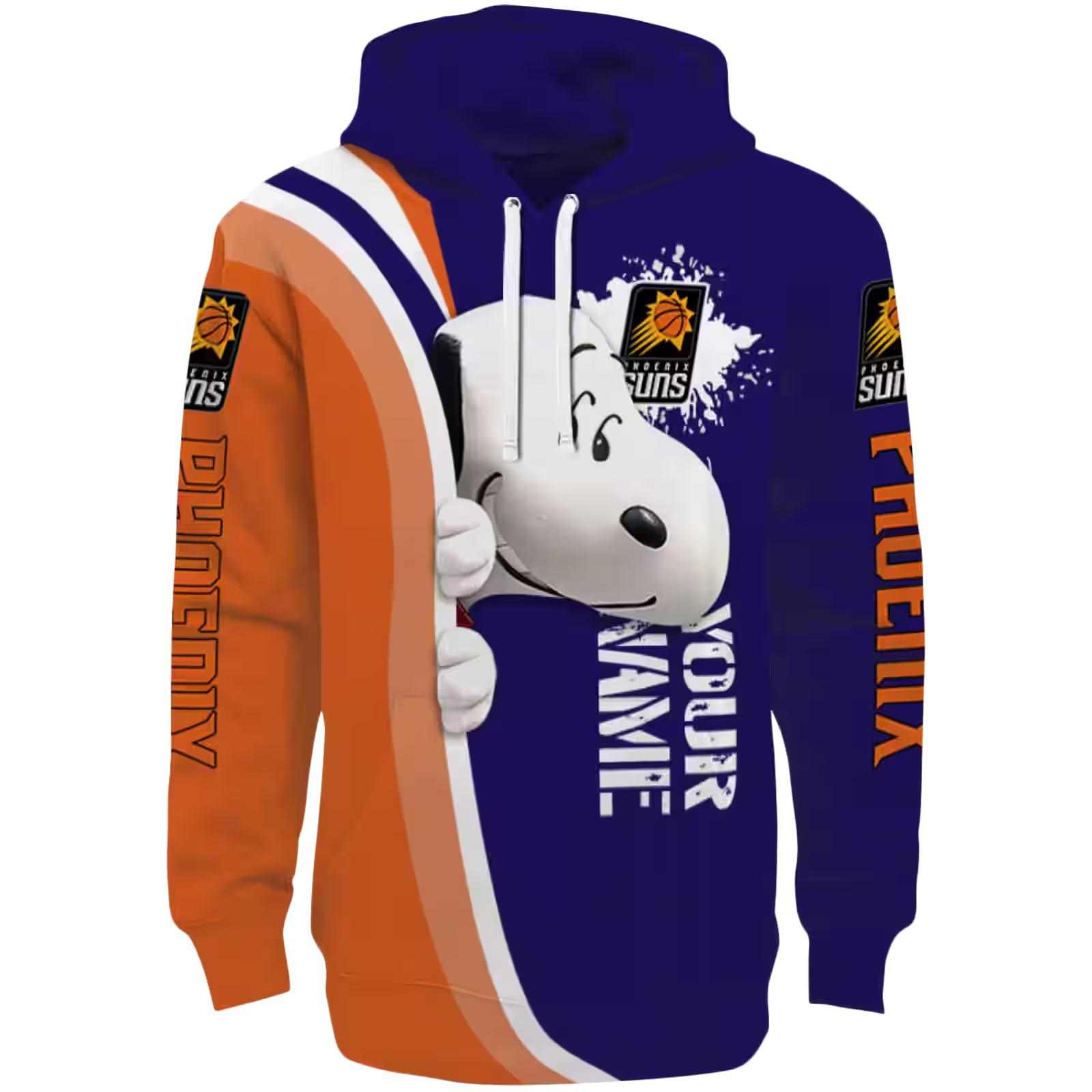 Custom Phoenix Suns Peeking Snoopy Purple Hoodie