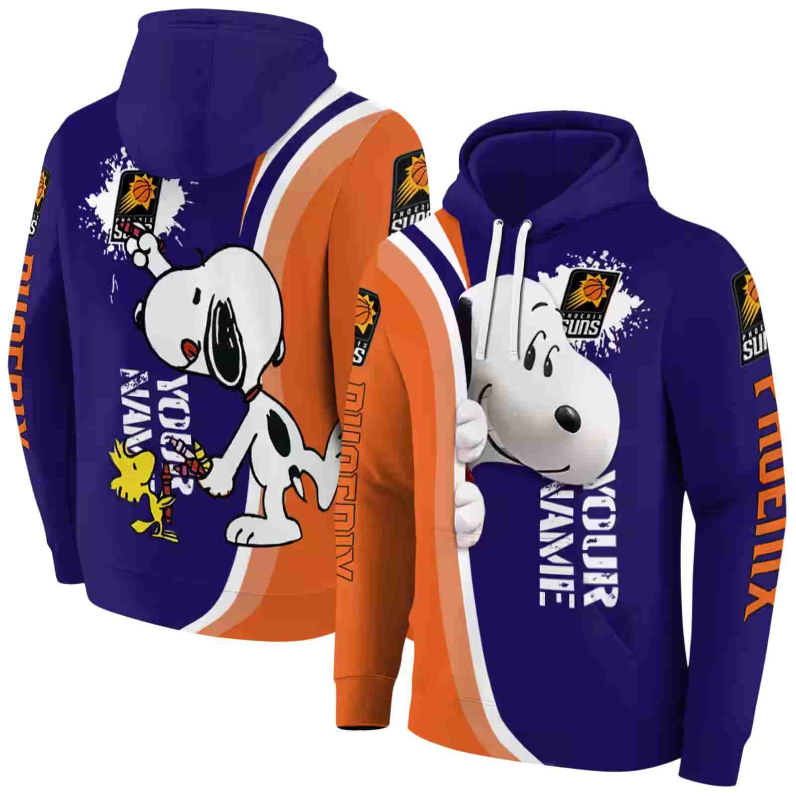 custom phoenix suns peeking snoopy purple hoodie fashion forward