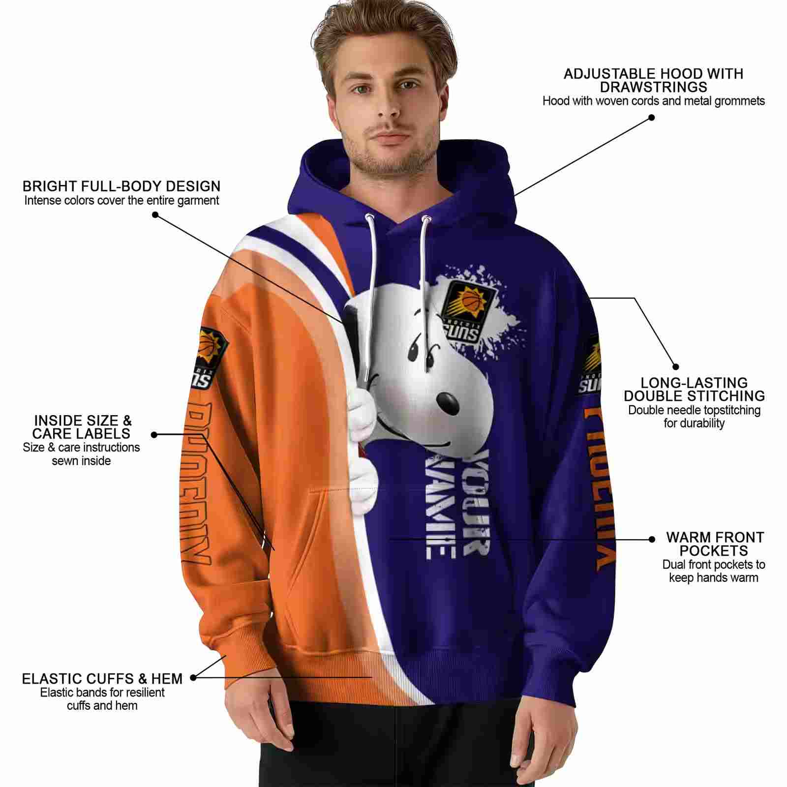 custom phoenix suns peeking snoopy purple hoodie latest model