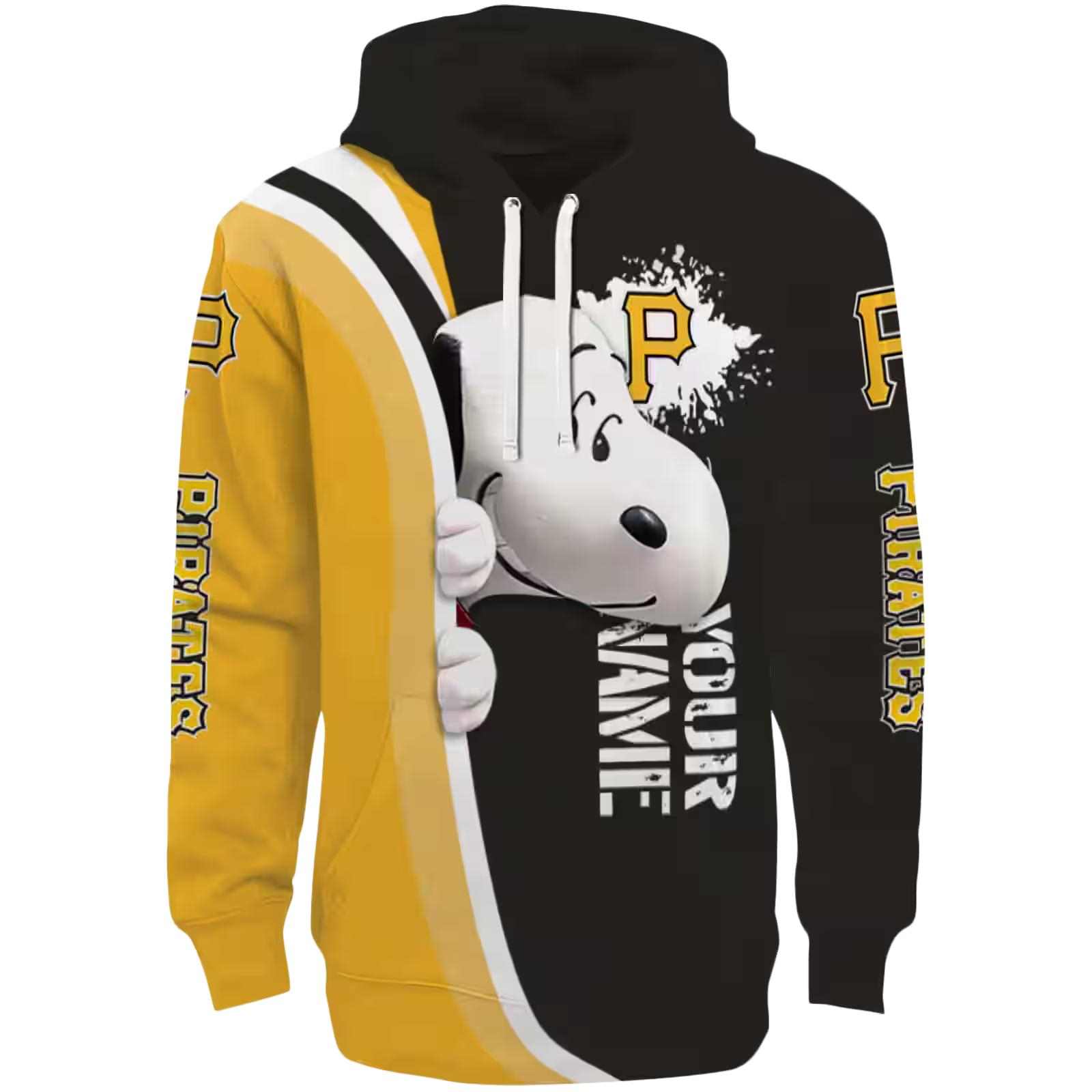 Custom Pittsburgh Pirates Peeking Snoopy Black Hoodie