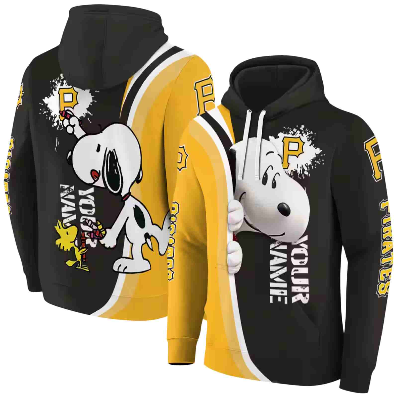 custom pittsburgh pirates peeking snoopy black hoodie fashion forward