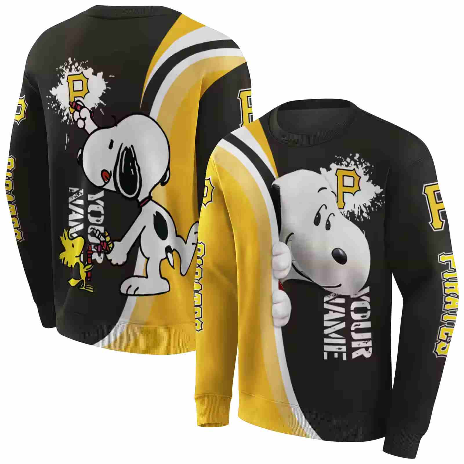 custom pittsburgh pirates peeking snoopy black hoodie premium grade