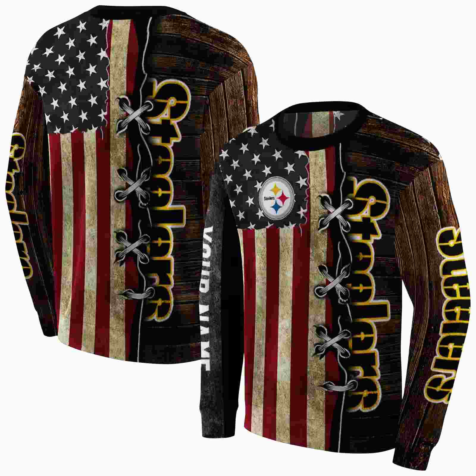 custom pittsburgh steelers american pride hoodie premium grade