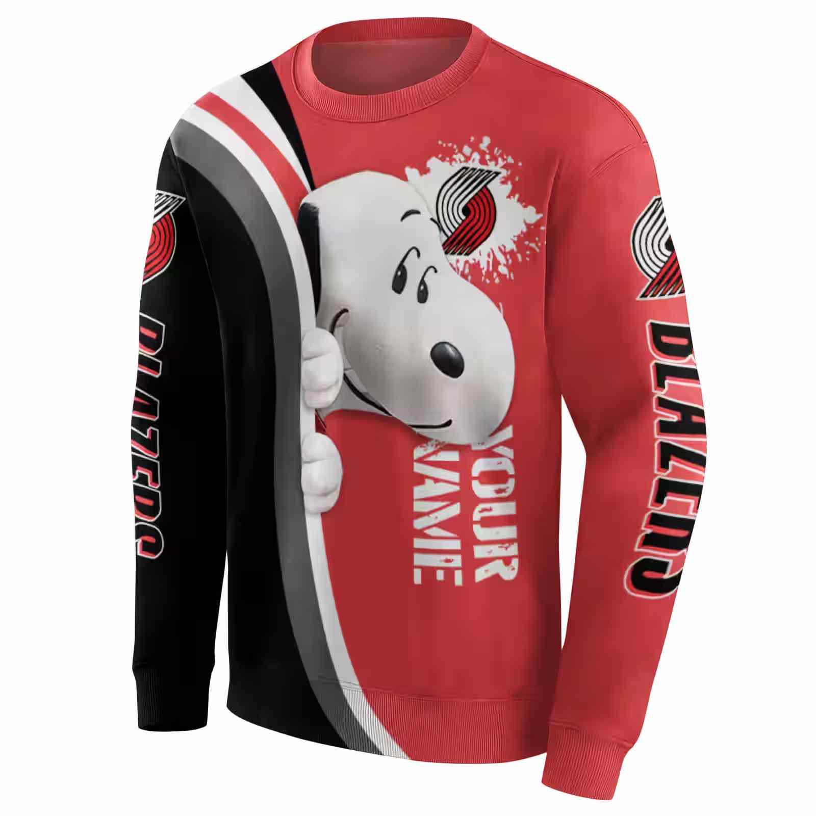 custom portland trail blazers peeking snoopy red hoodie new arrival