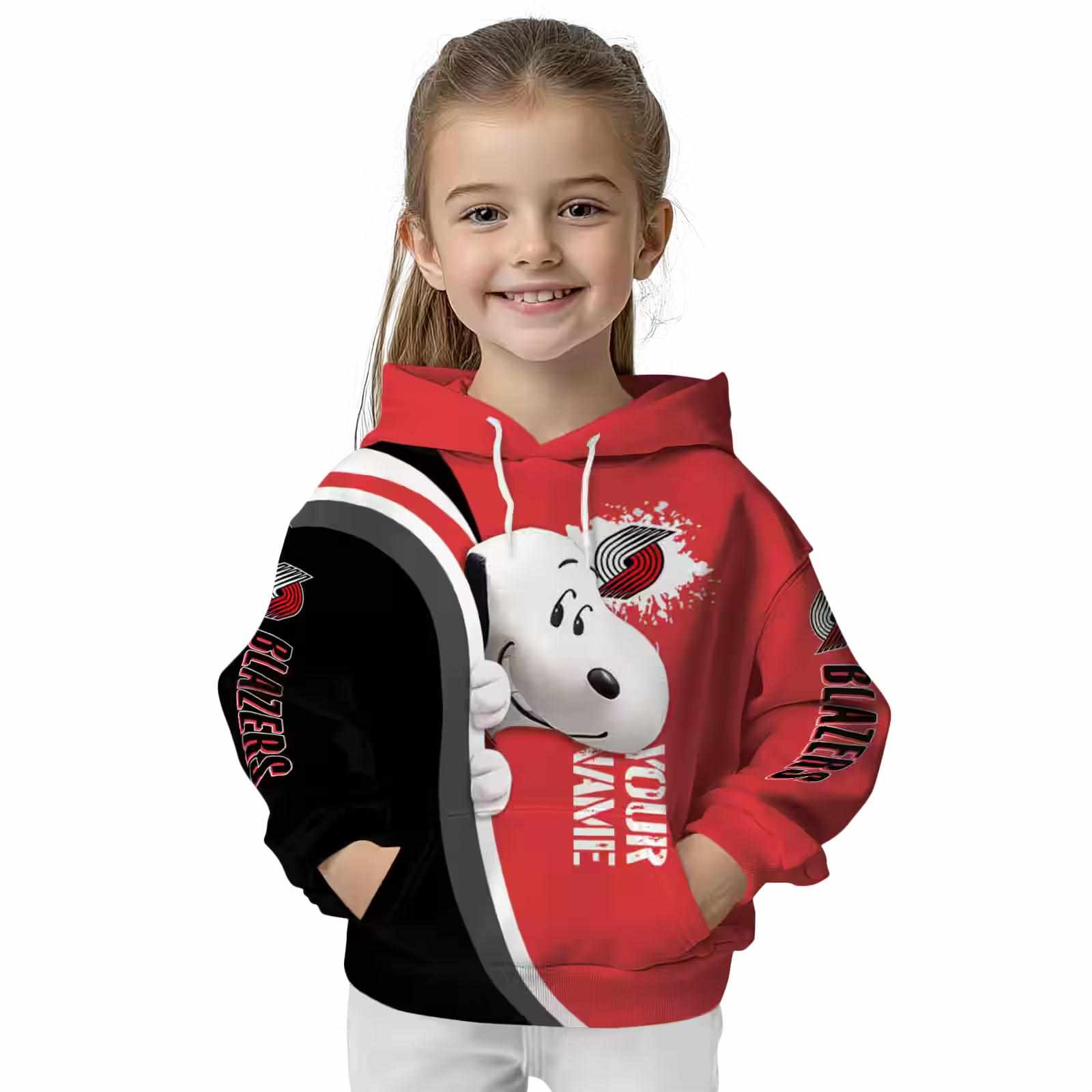 custom portland trail blazers peeking snoopy red hoodie top rated