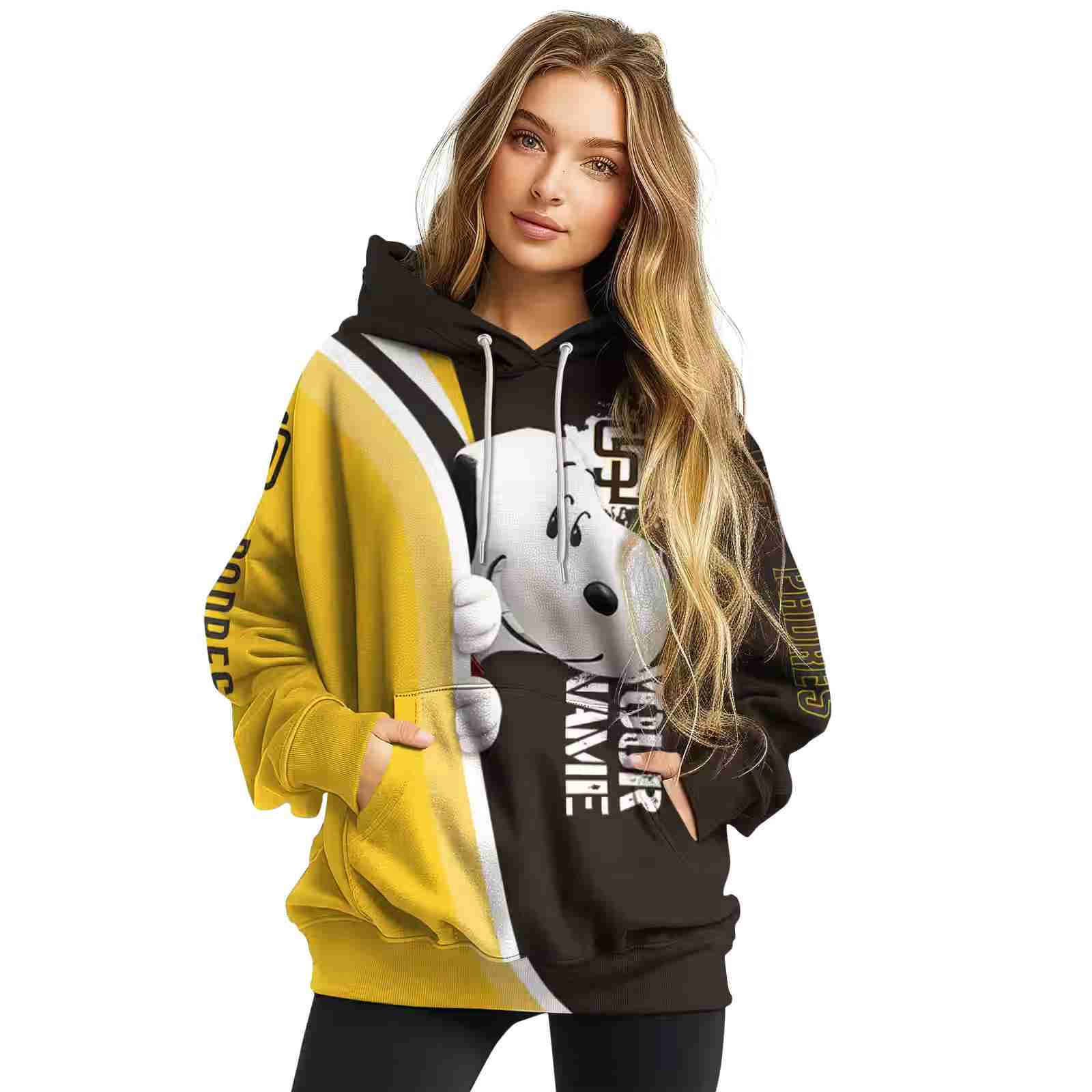 custom san diego padres peeking snoopy brown hoodie high quality