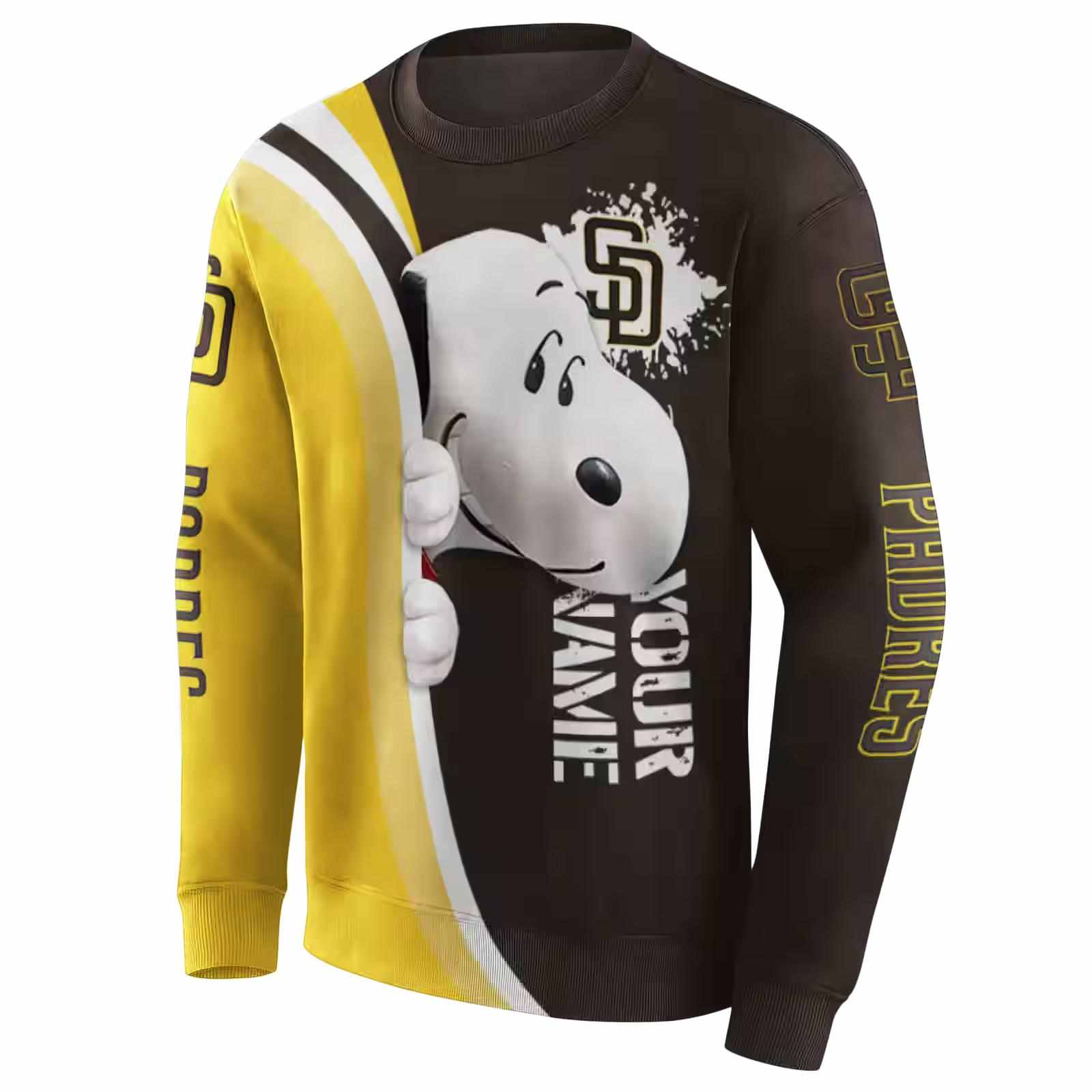 custom san diego padres peeking snoopy brown hoodie new arrival