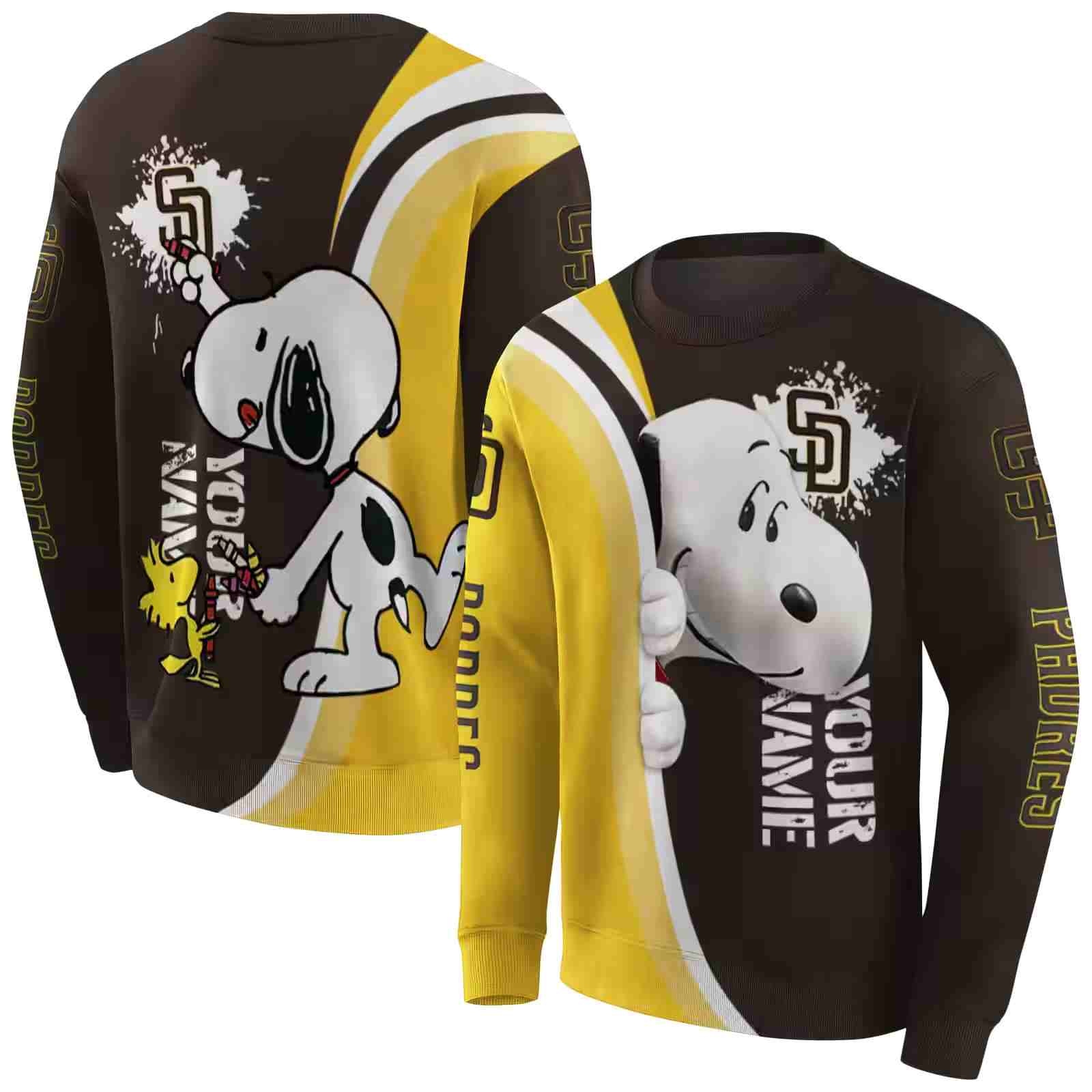 custom san diego padres peeking snoopy brown hoodie premium grade