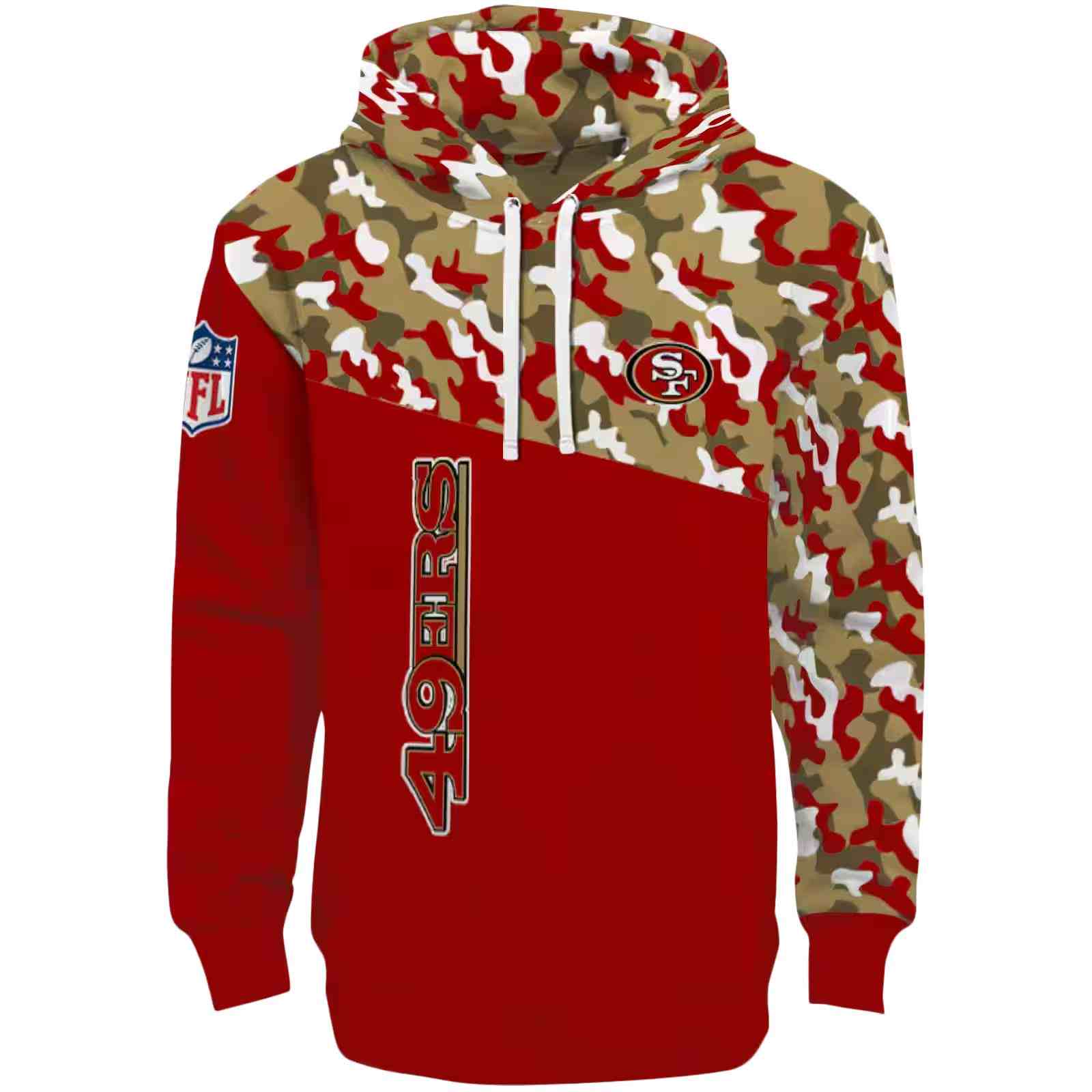 Custom San Francisco 49ers Camo Pattern Red Hoodie