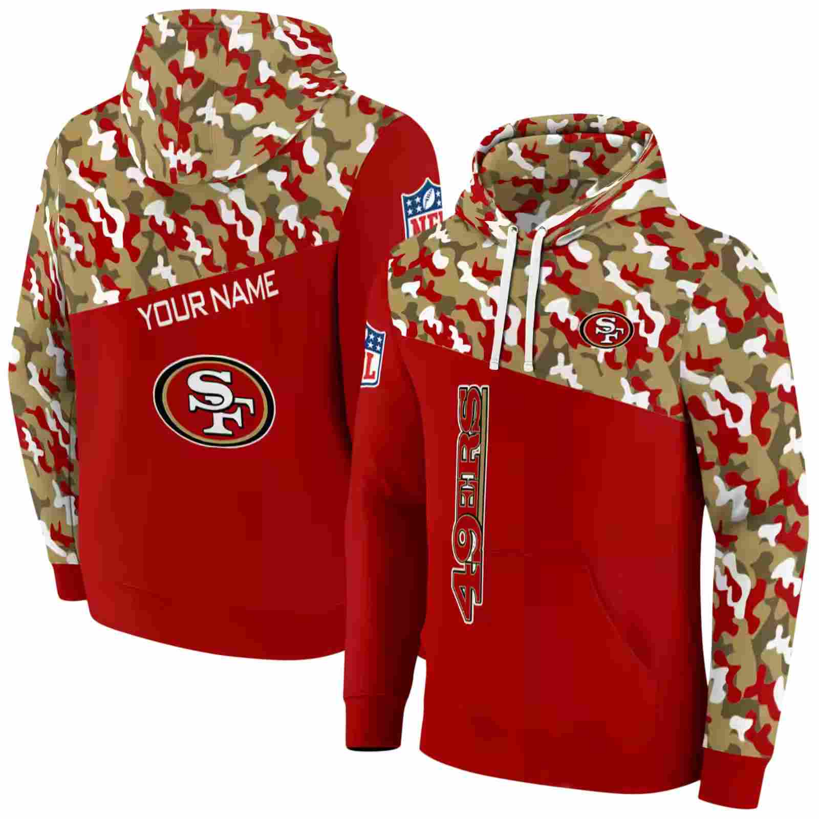 custom san francisco 49ers camo pattern red hoodie fashion forward