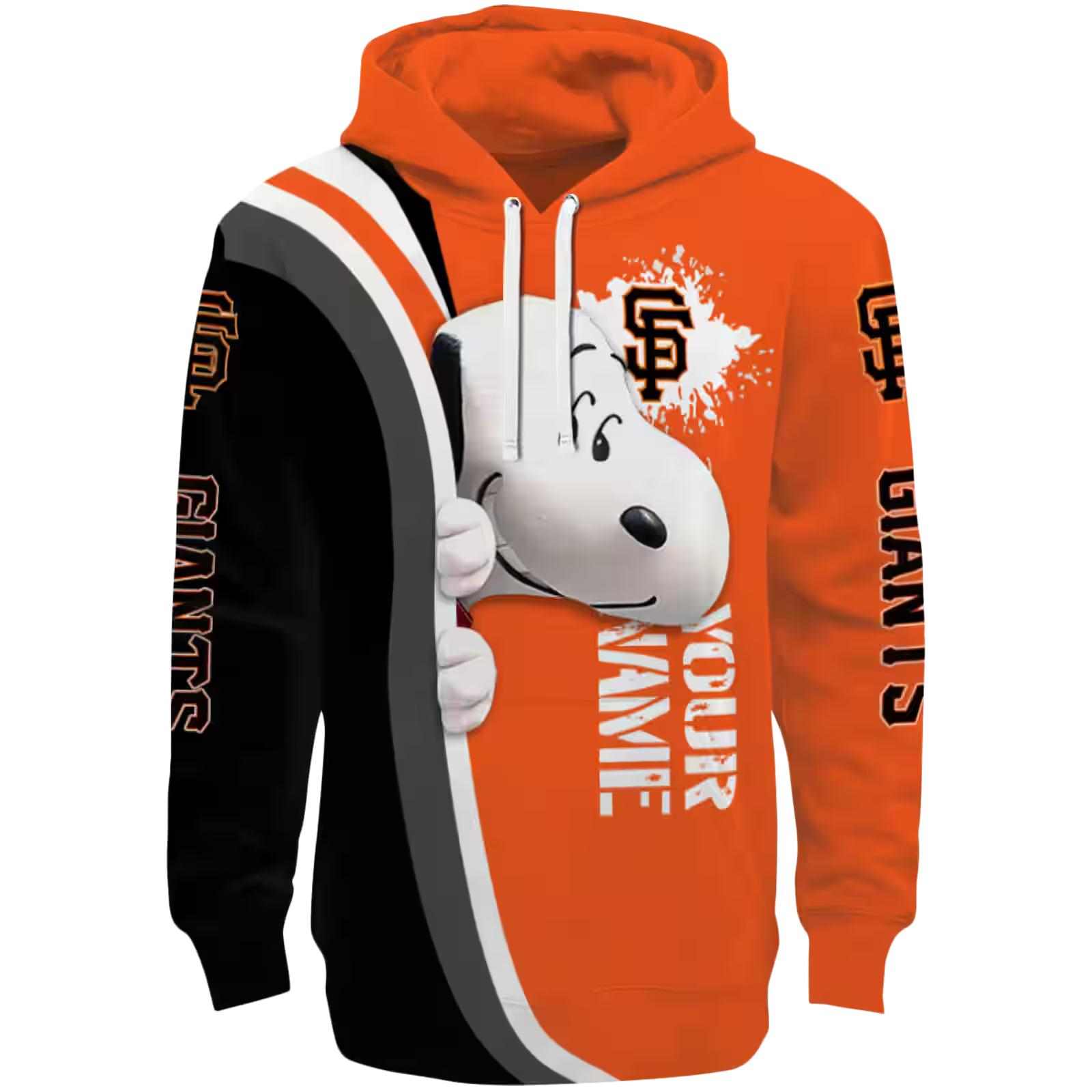 Custom San Francisco Giants Peeking Snoopy Orange Hoodie