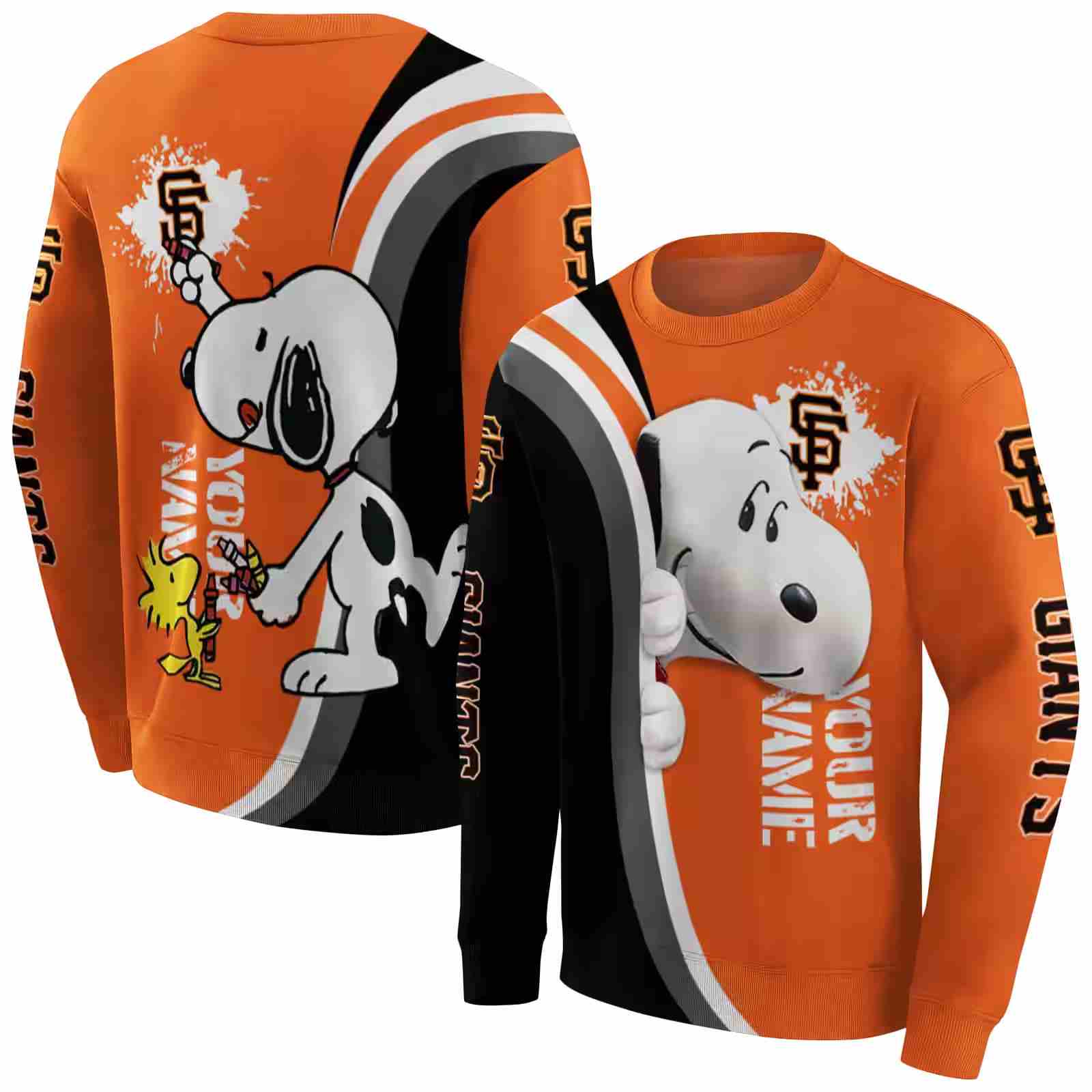 custom san francisco giants peeking snoopy orange hoodie premium grade