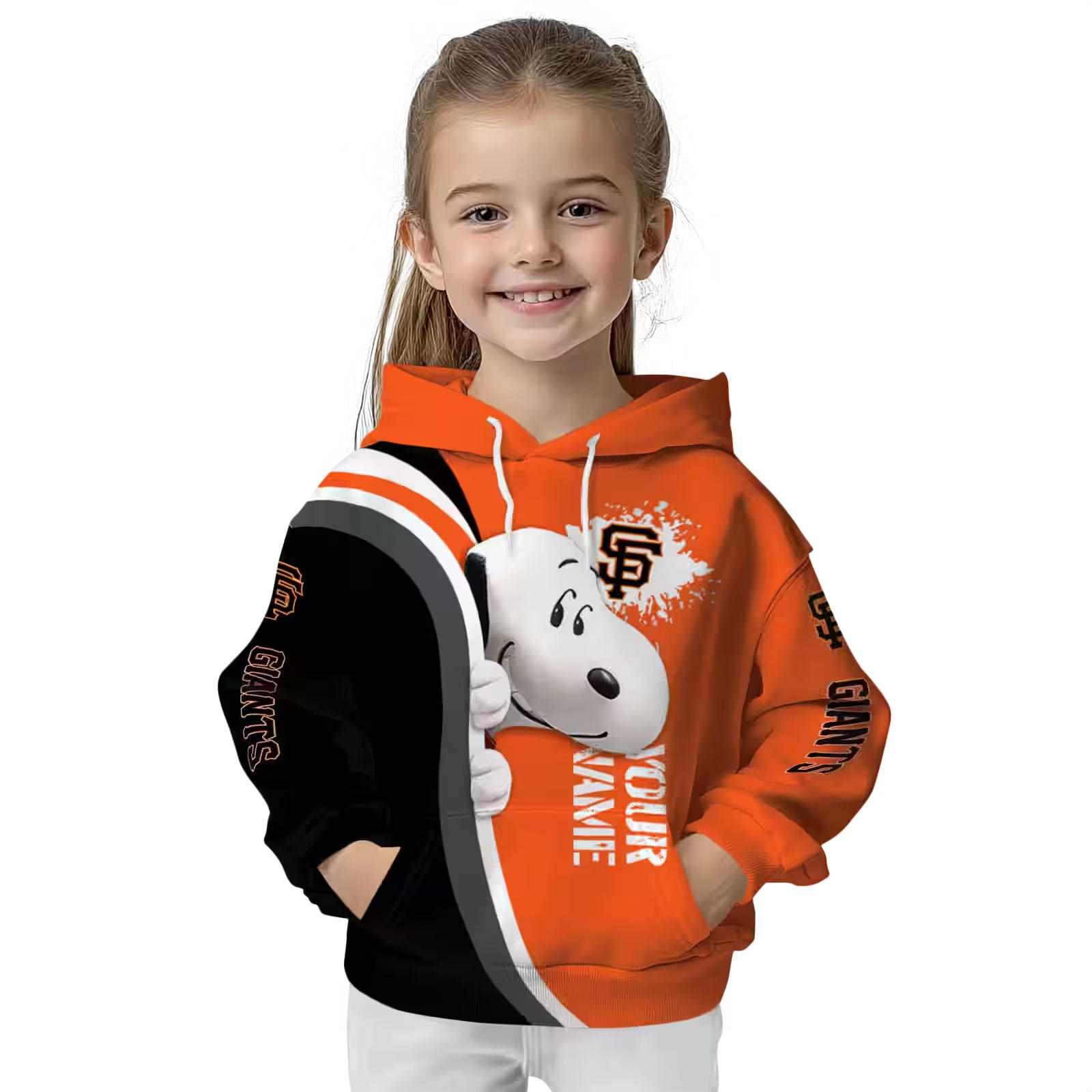 custom san francisco giants peeking snoopy orange hoodie top rated