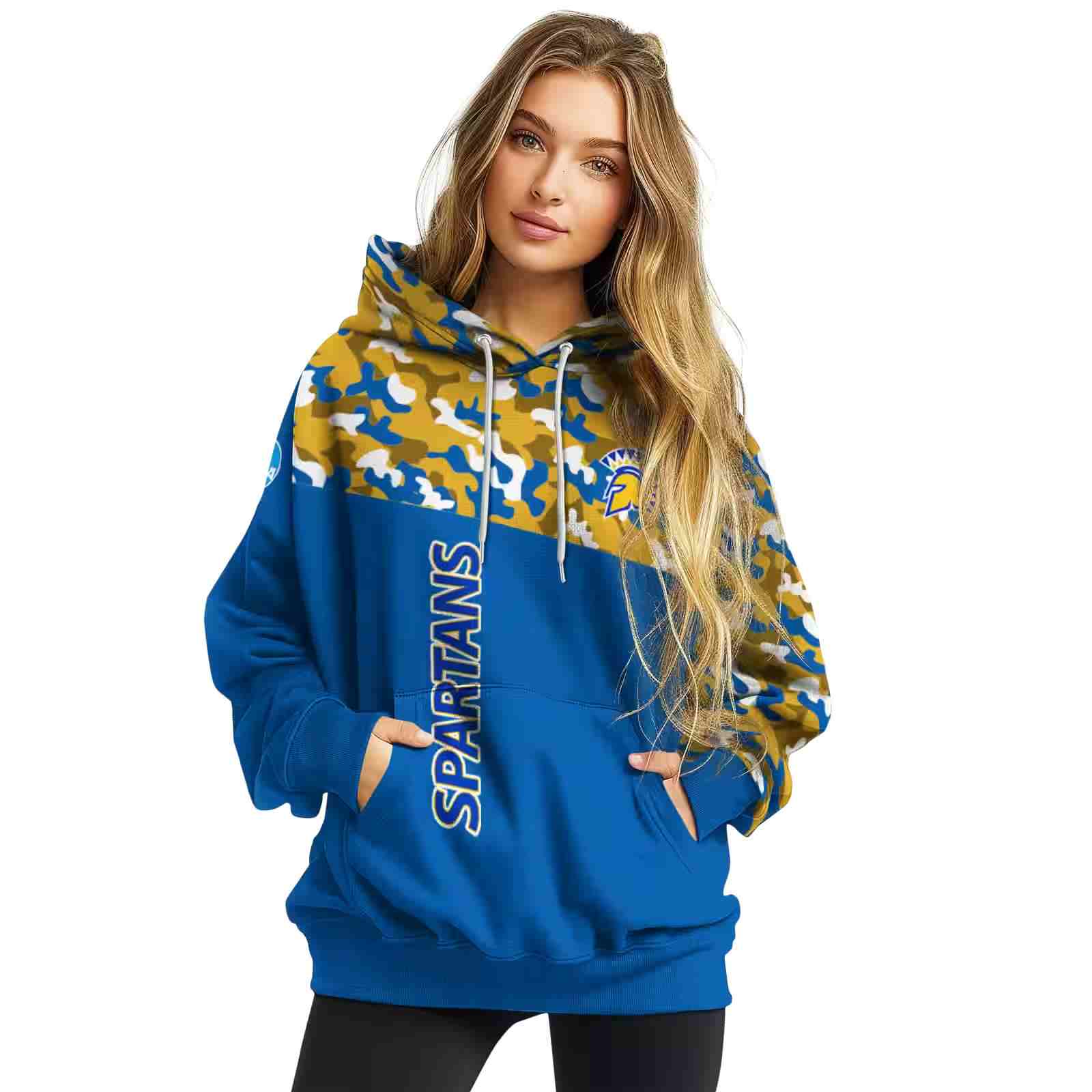 custom san jose state spartans camo pattern blue hoodie high quality