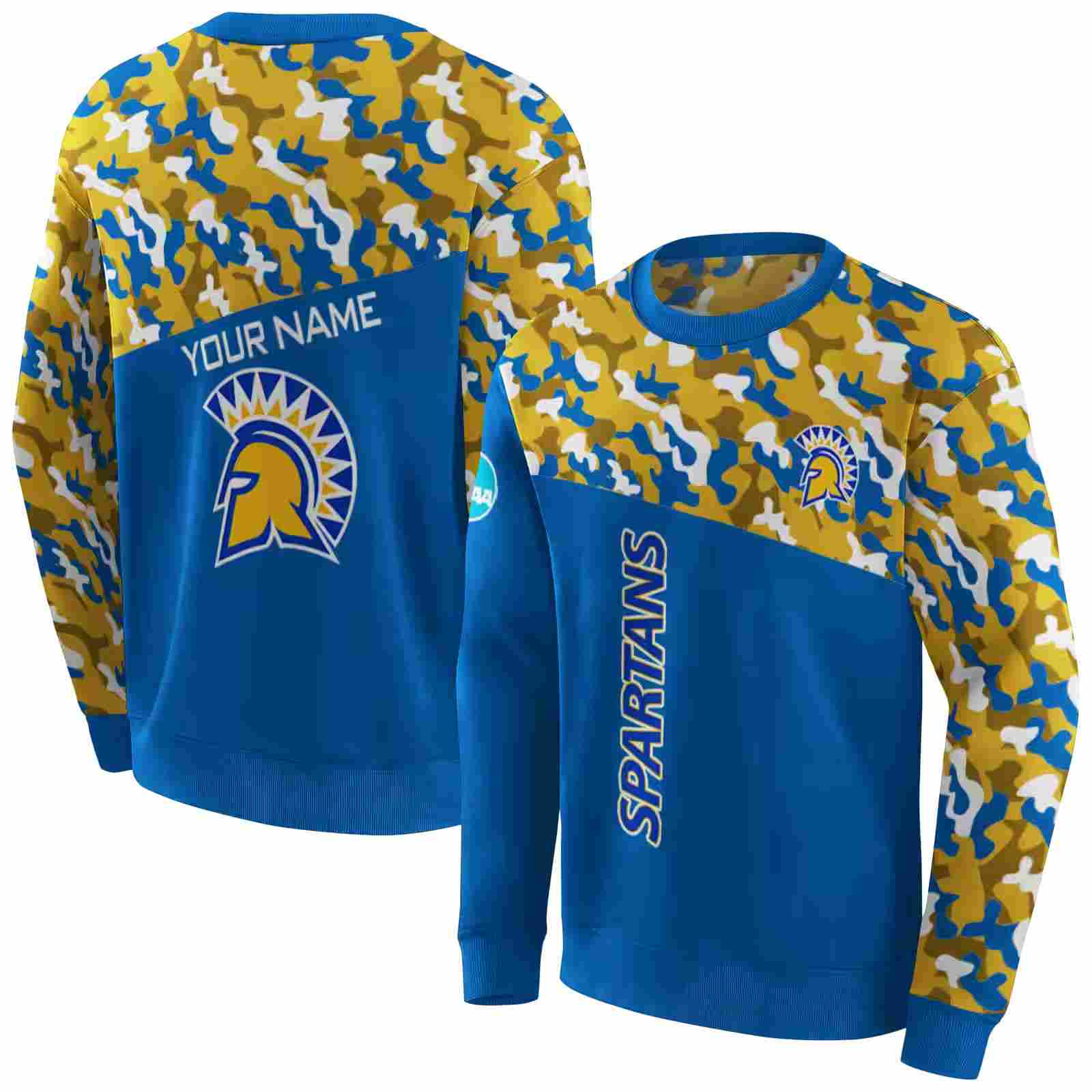 custom san jose state spartans camo pattern blue hoodie premium grade