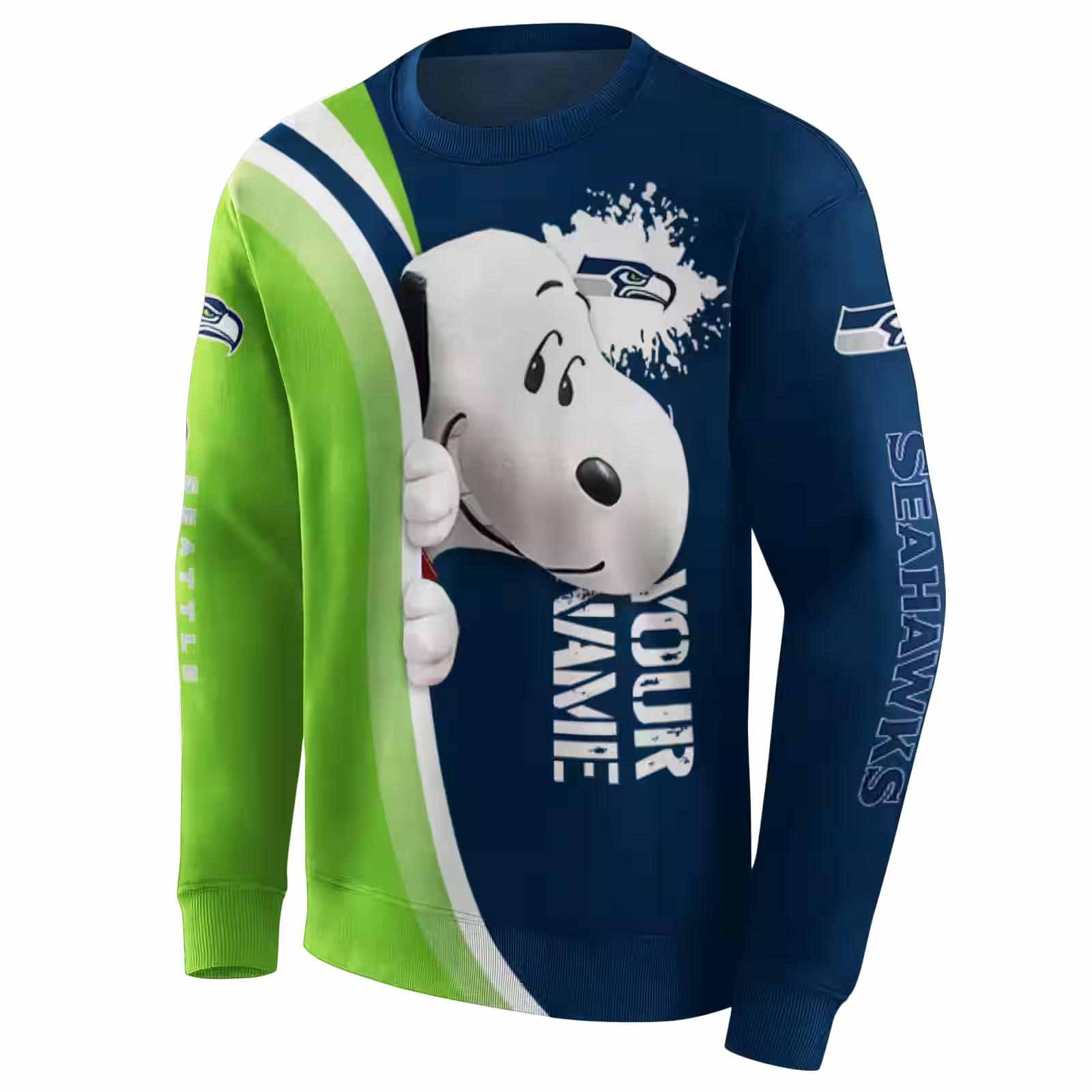 custom seattle seahawks peeking snoopy blue hoodie new arrival