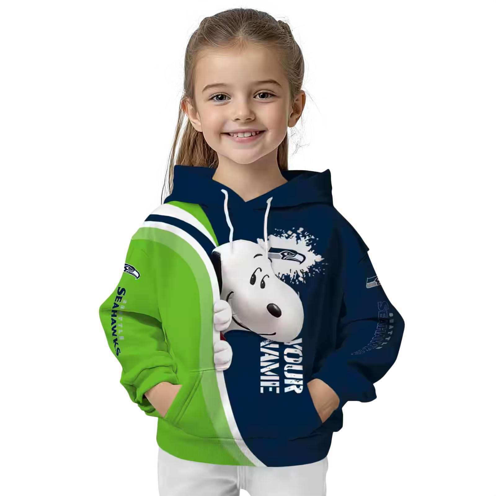 custom seattle seahawks peeking snoopy blue hoodie top rated