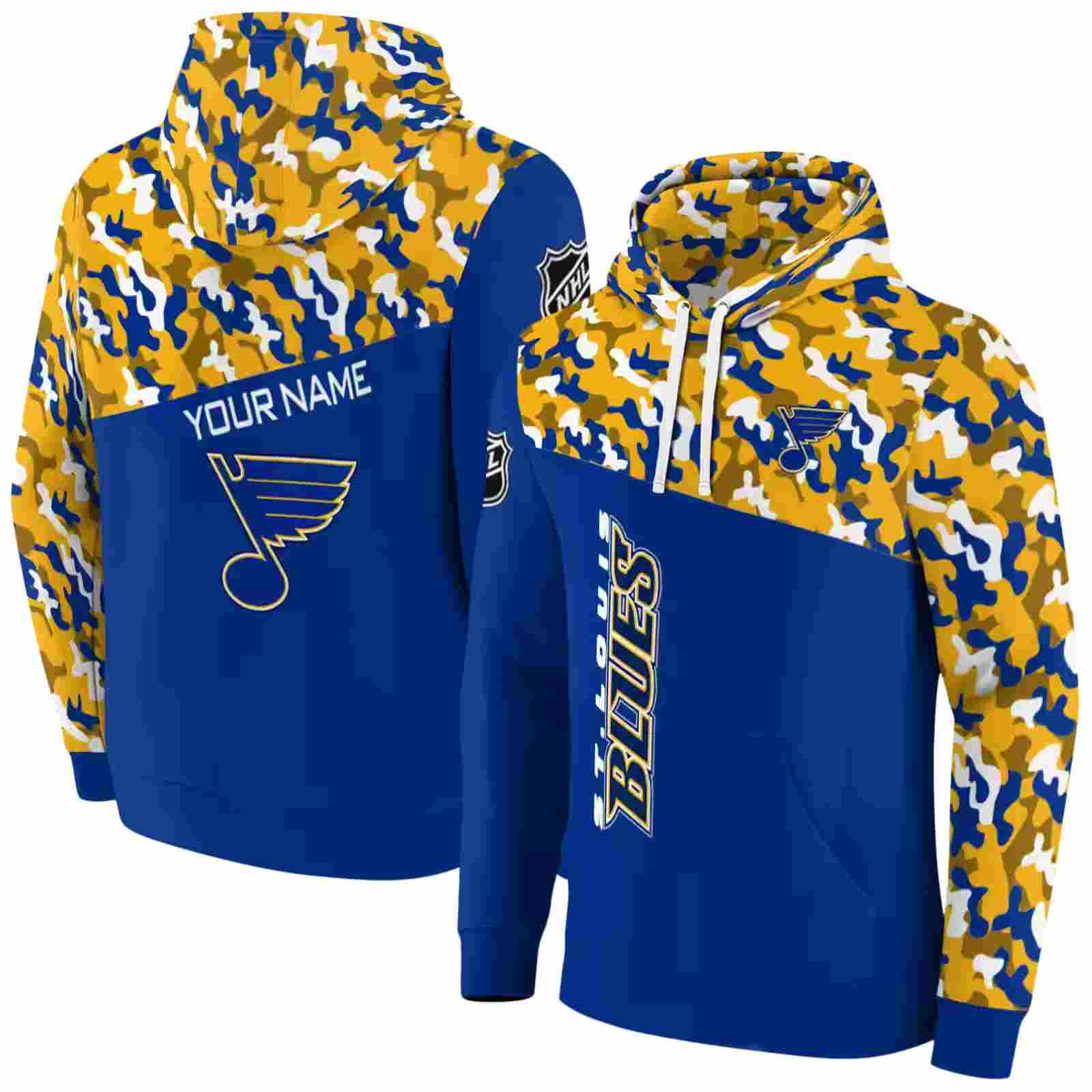 custom st louis blues camo pattern blue hoodie fashion forward