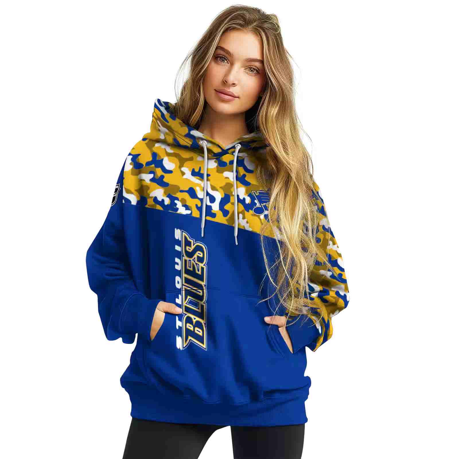 custom st louis blues camo pattern blue hoodie high quality