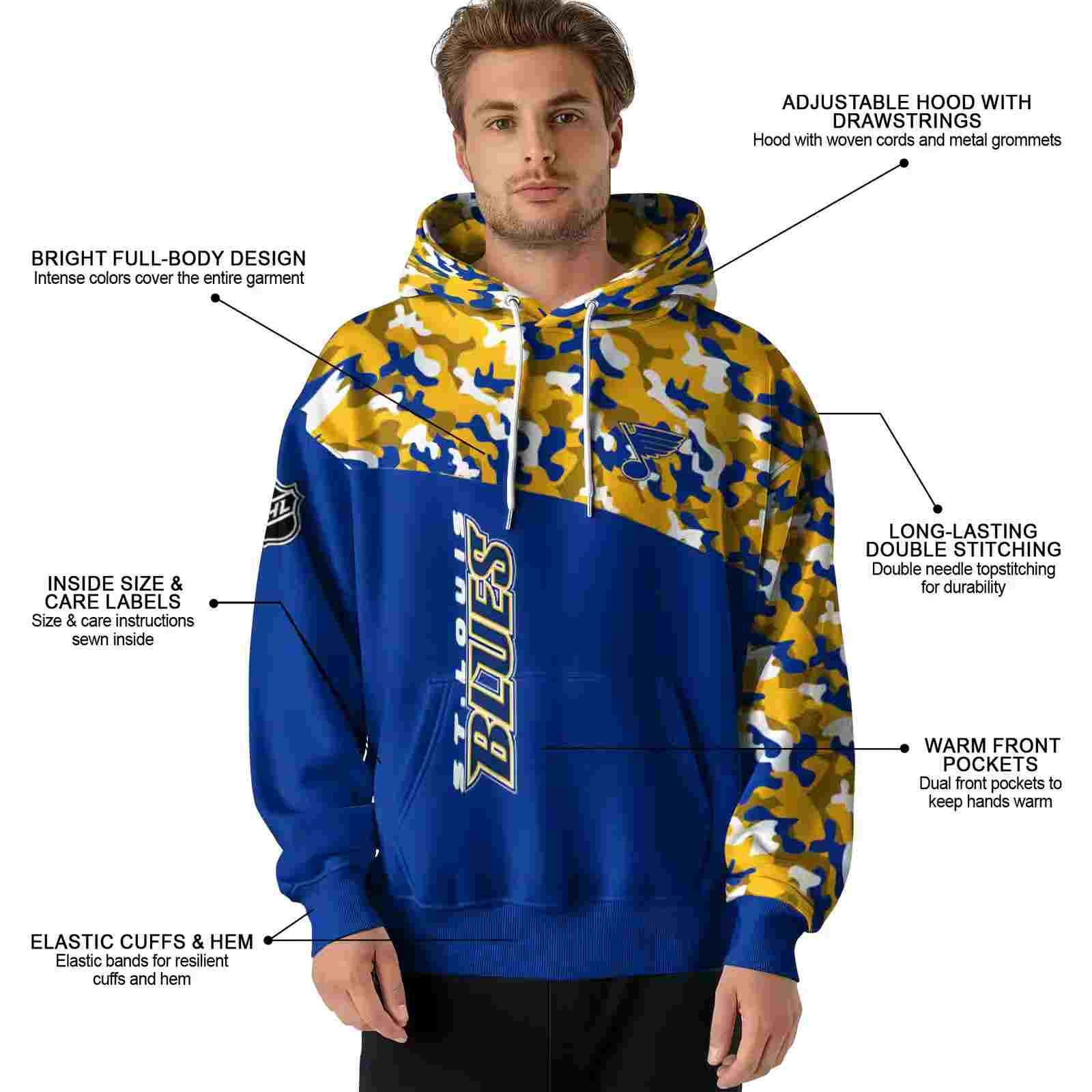 custom st louis blues camo pattern blue hoodie latest model