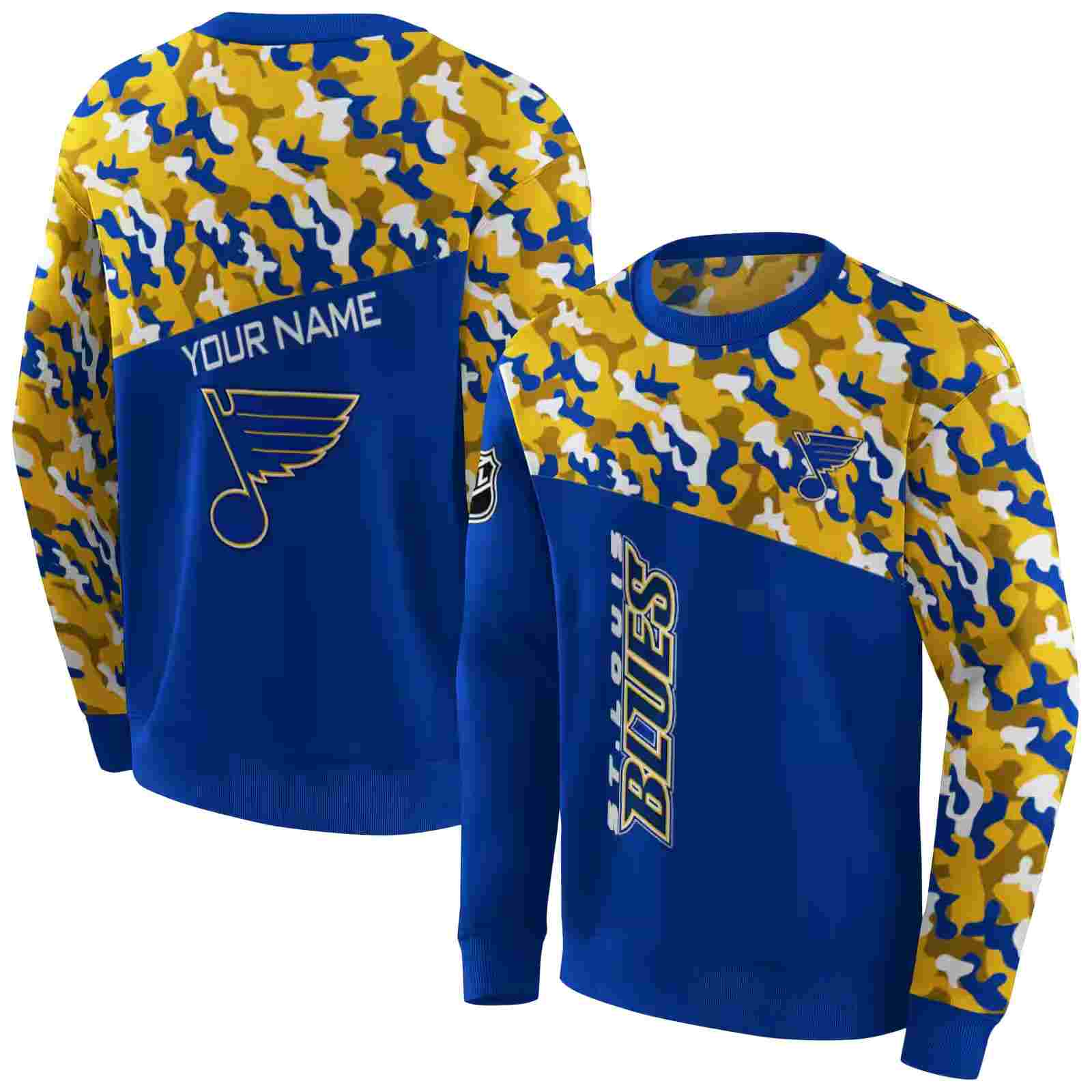 custom st louis blues camo pattern blue hoodie premium grade