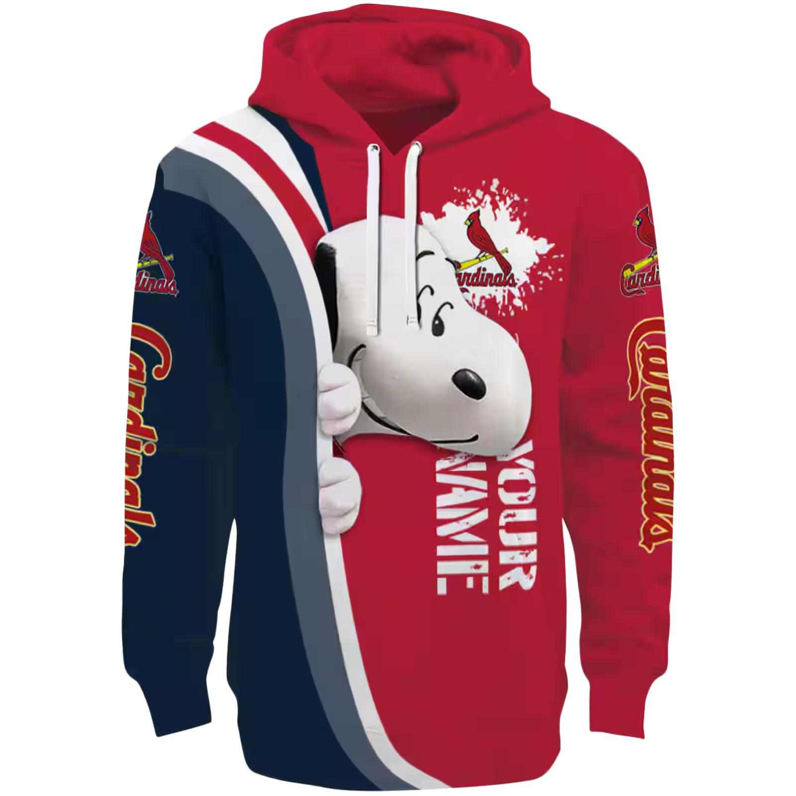 Custom St. Louis Cardinals Peeking Snoopy Red Hoodie