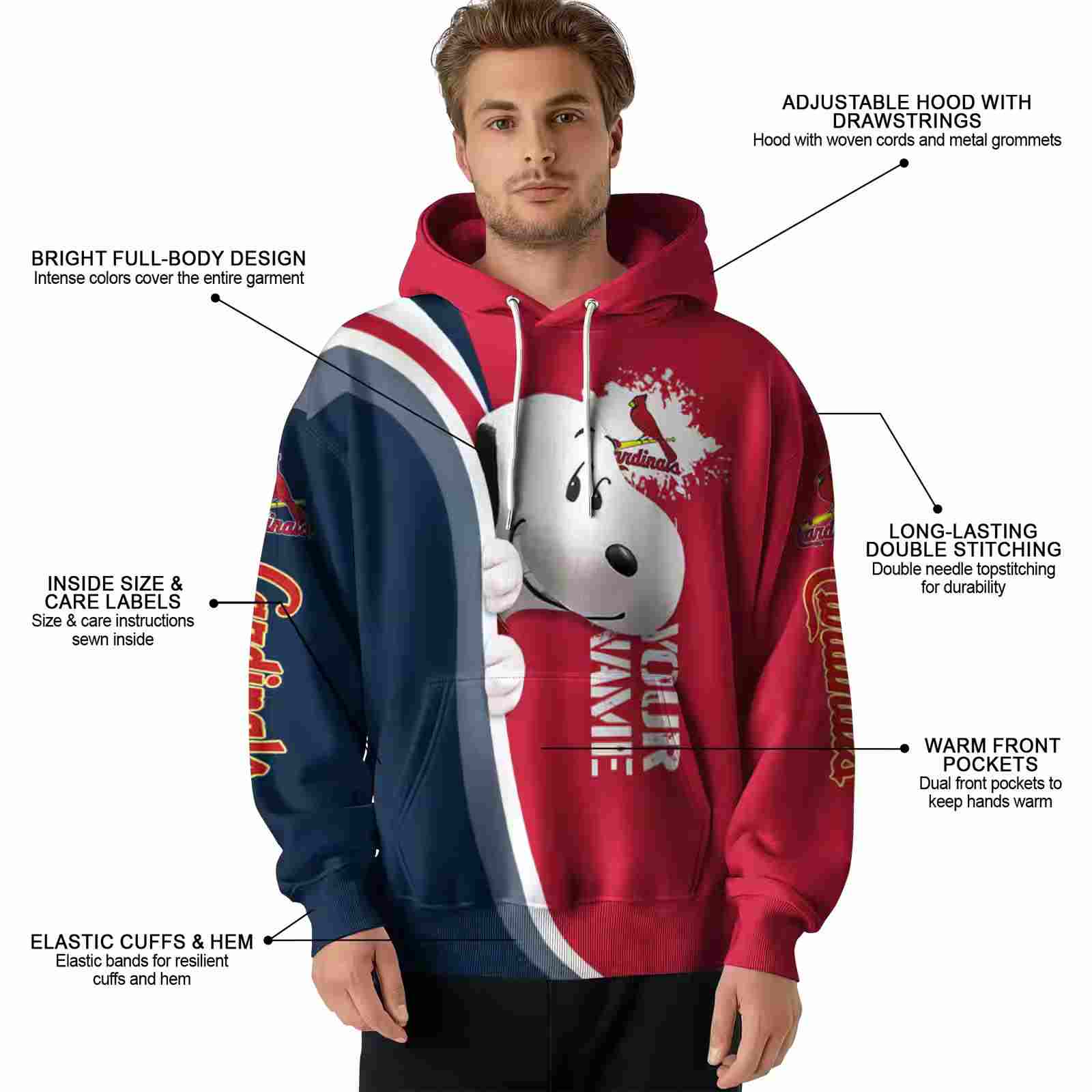 custom st louis cardinals peeking snoopy red hoodie latest model