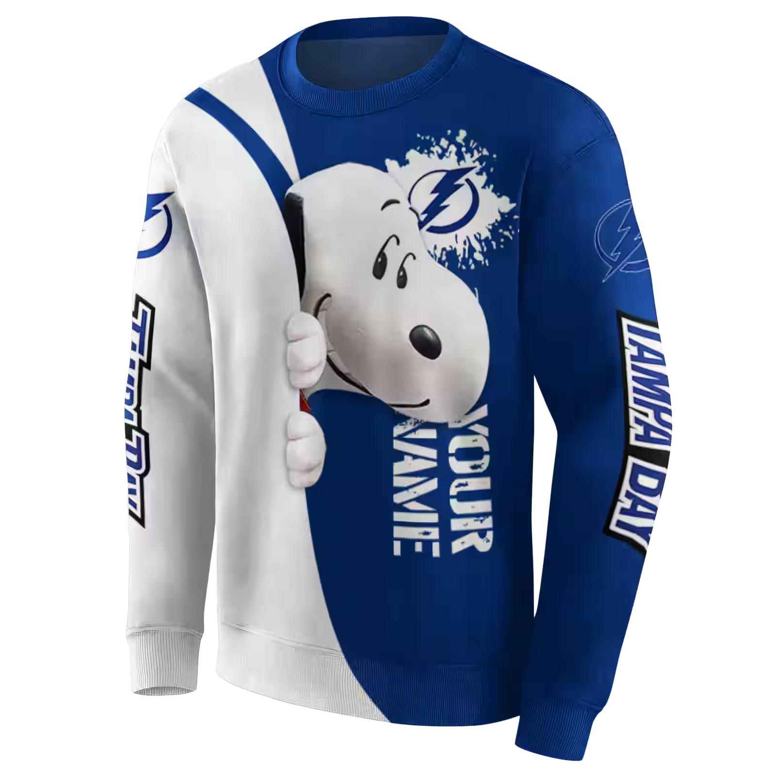 custom tampa bay lightning peeking snoopy blue hoodie new arrival