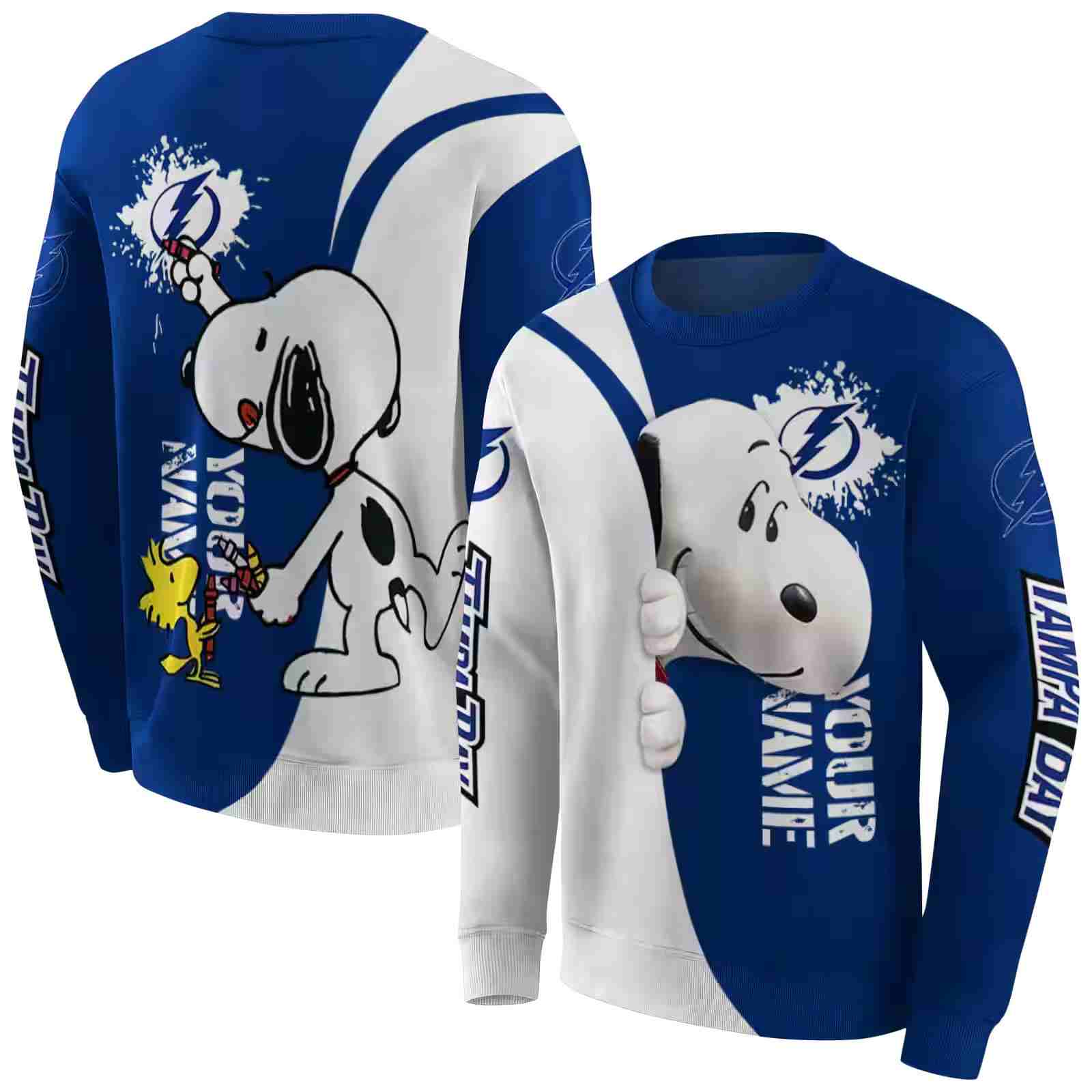 custom tampa bay lightning peeking snoopy blue hoodie premium grade