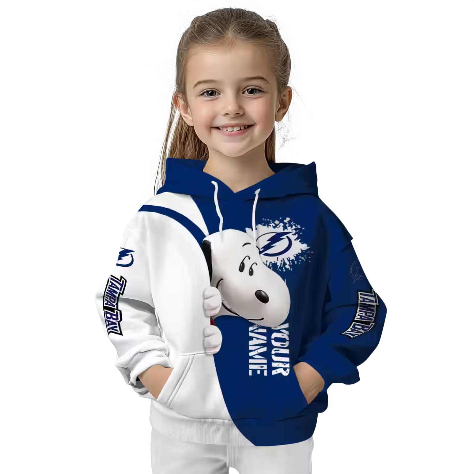 custom tampa bay lightning peeking snoopy blue hoodie top rated