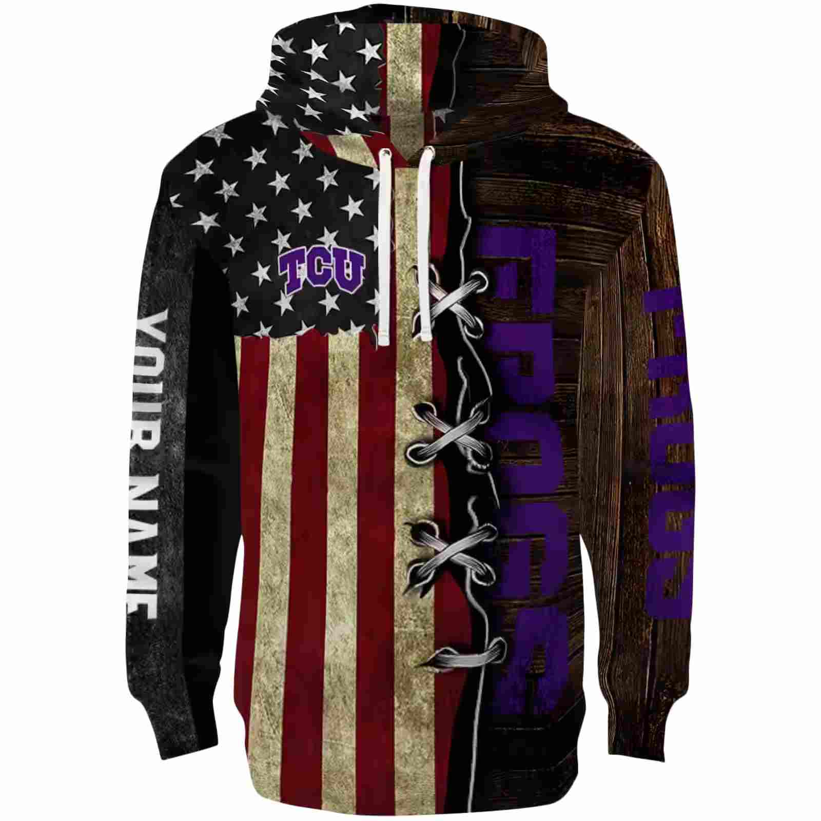 Custom TCU Horned Frogs American Pride Hoodie