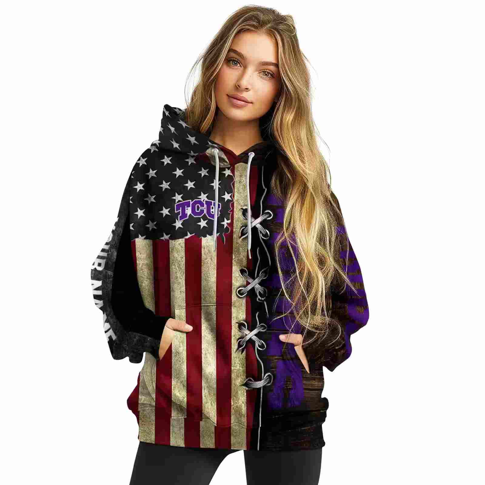 custom tcu horned frogs american pride hoodie high quality