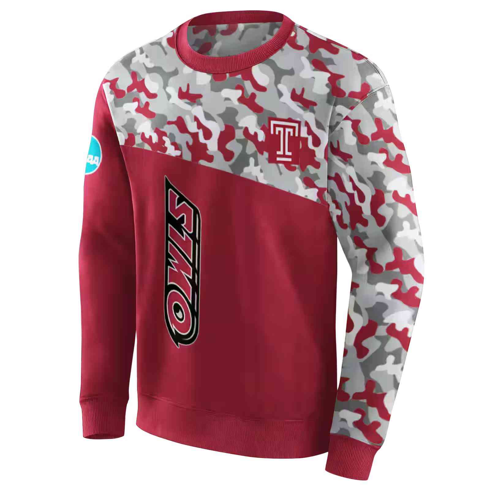 custom temple owls camo pattern red hoodie new arrival