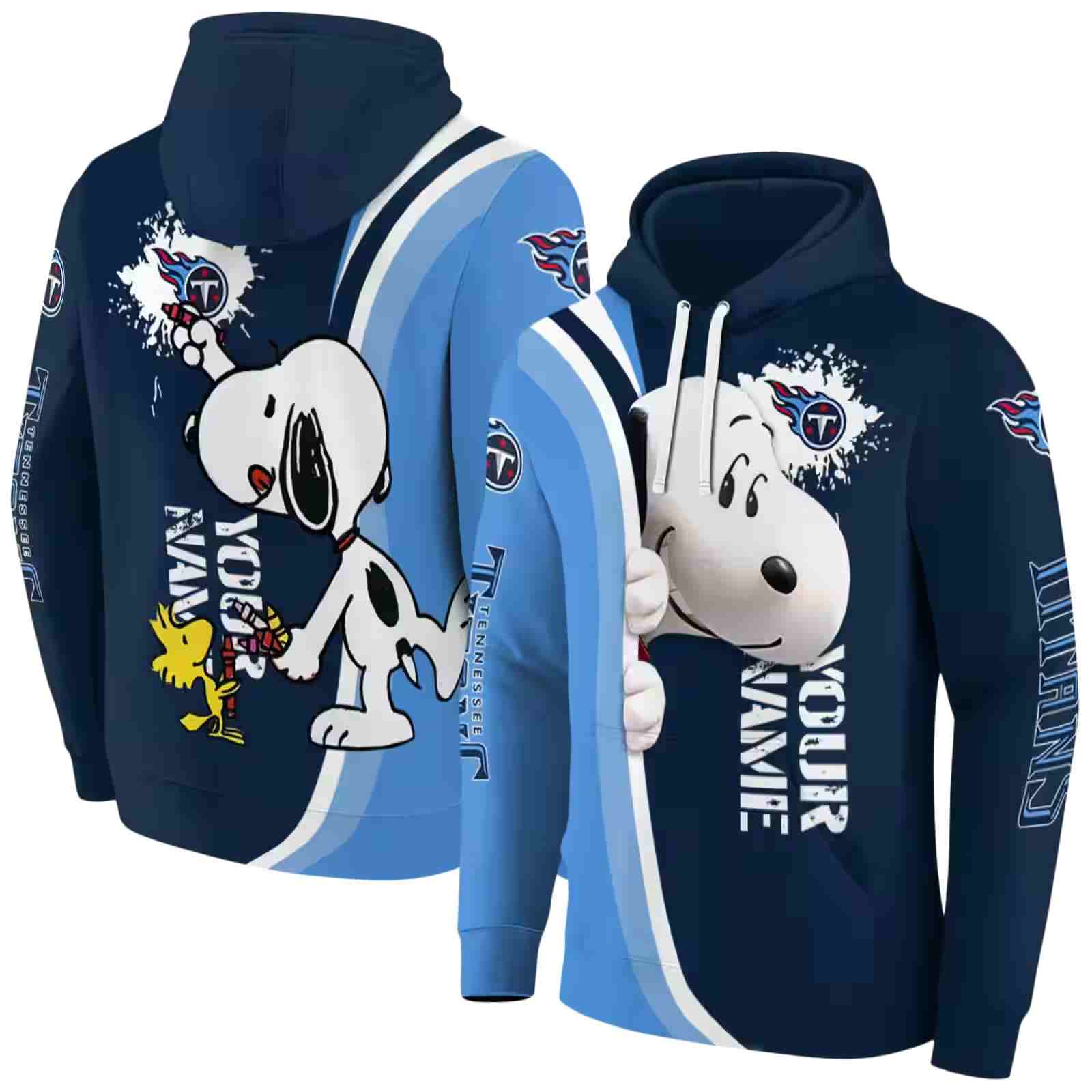 custom tennessee titans peeking snoopy navy hoodie fashion forward