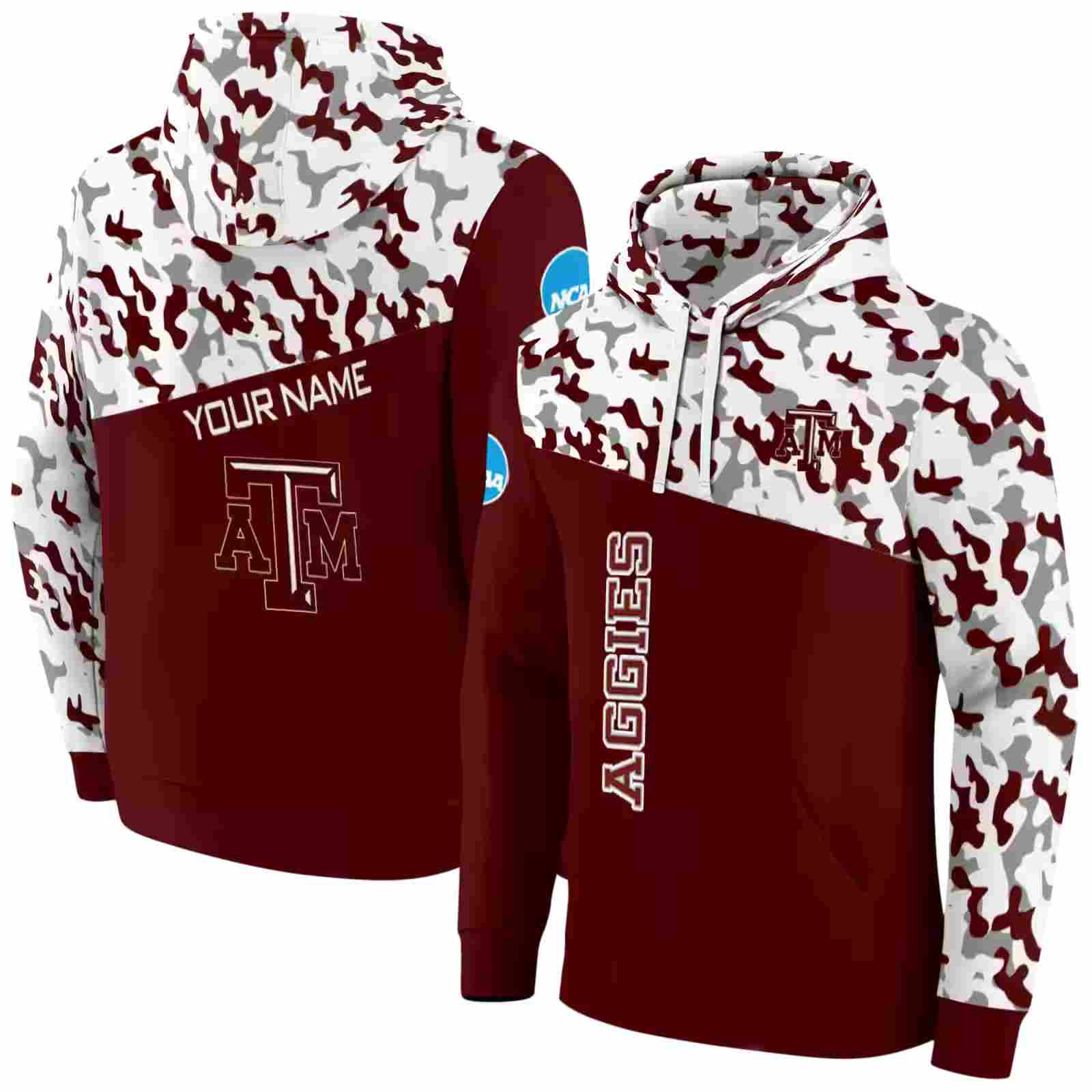 custom texas am aggies camo pattern maroon hoodie fashion forward