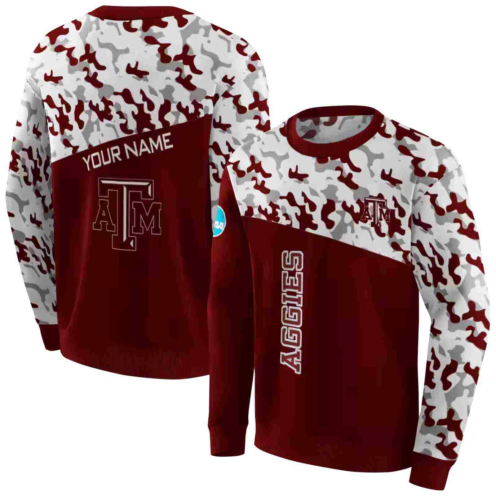 custom texas am aggies camo pattern maroon hoodie premium grade